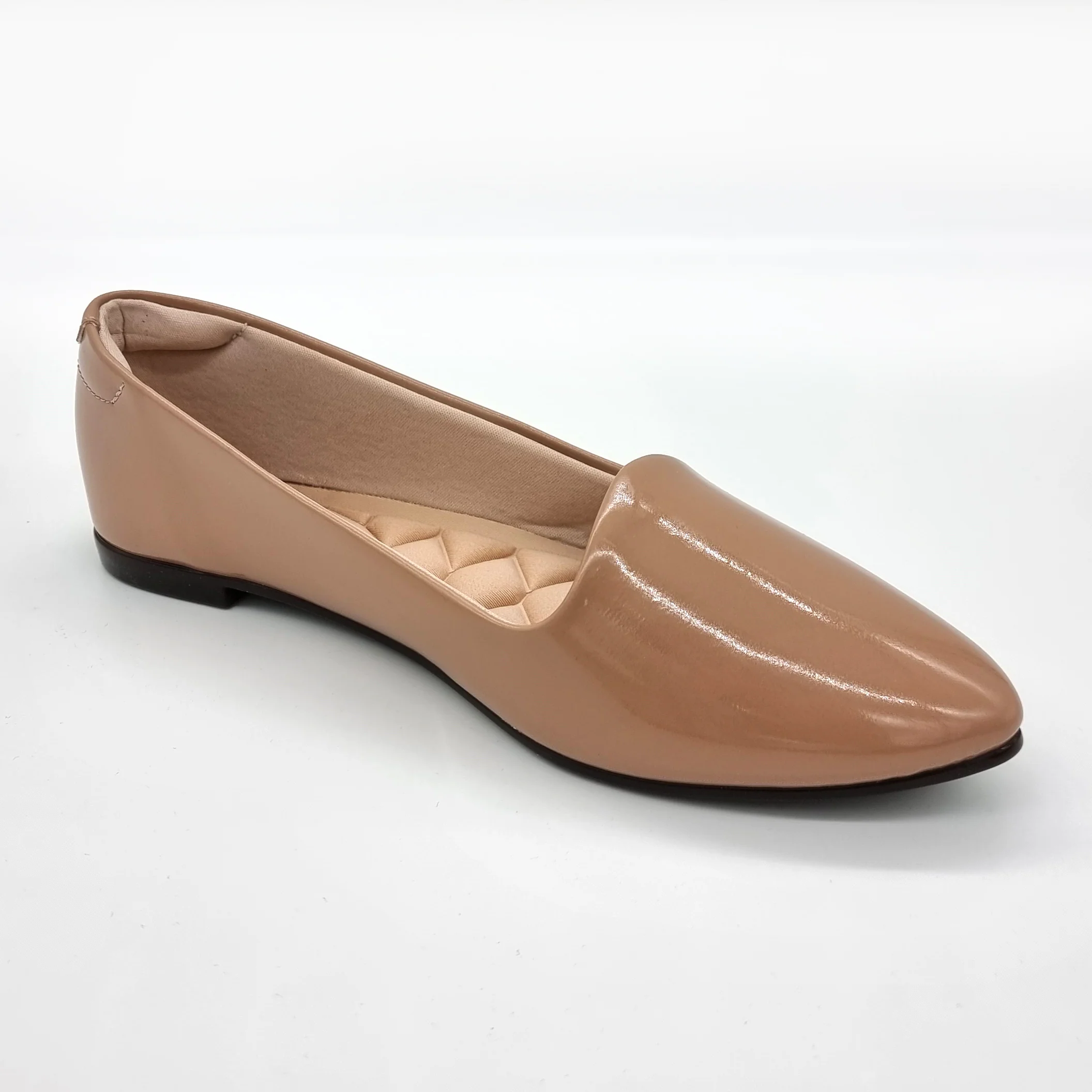 Moleca 5635-816 Pointy Toe Loafer Flat in Nude Patent - Image 4
