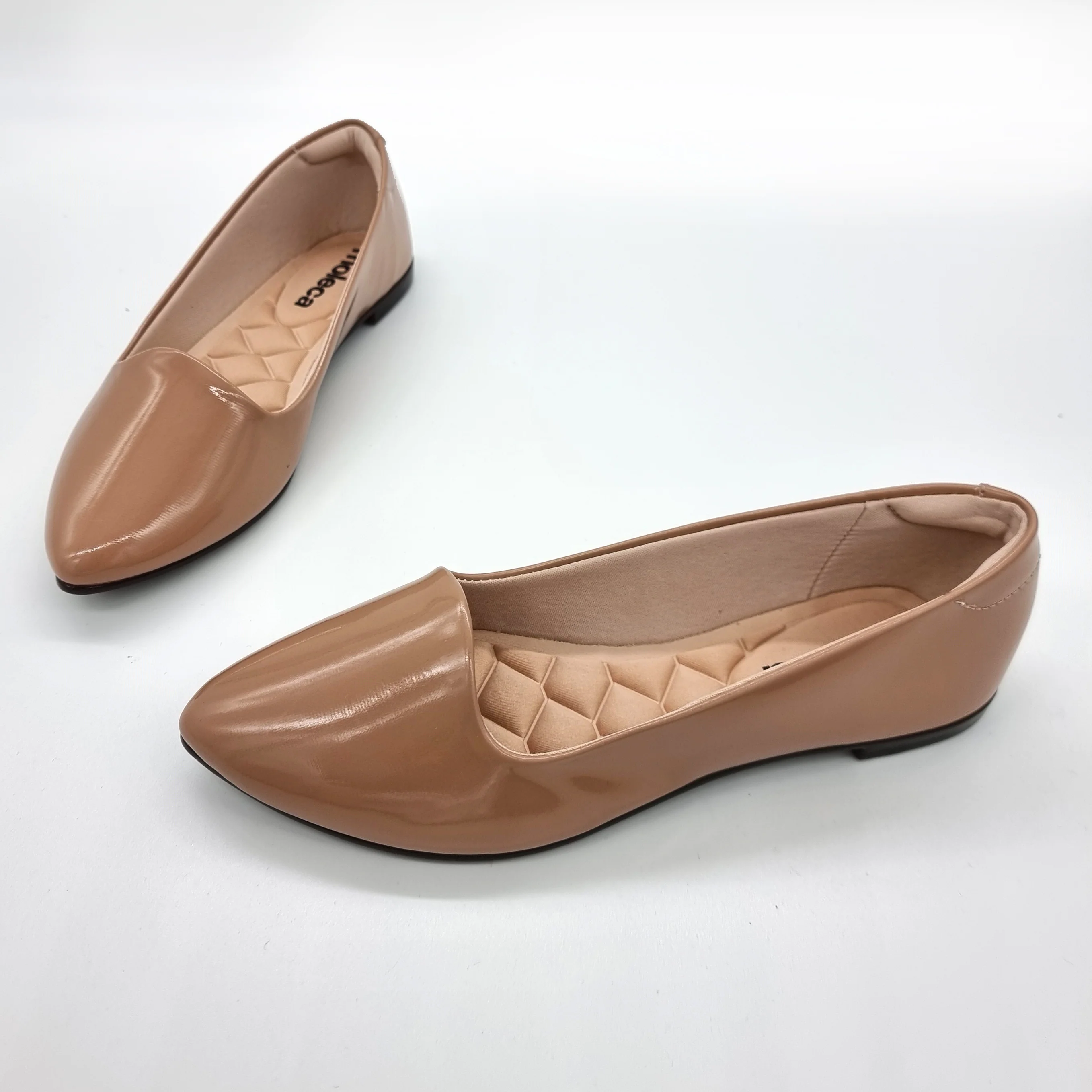 Moleca 5635-816 Pointy Toe Loafer Flat in Nude Patent - Image 6