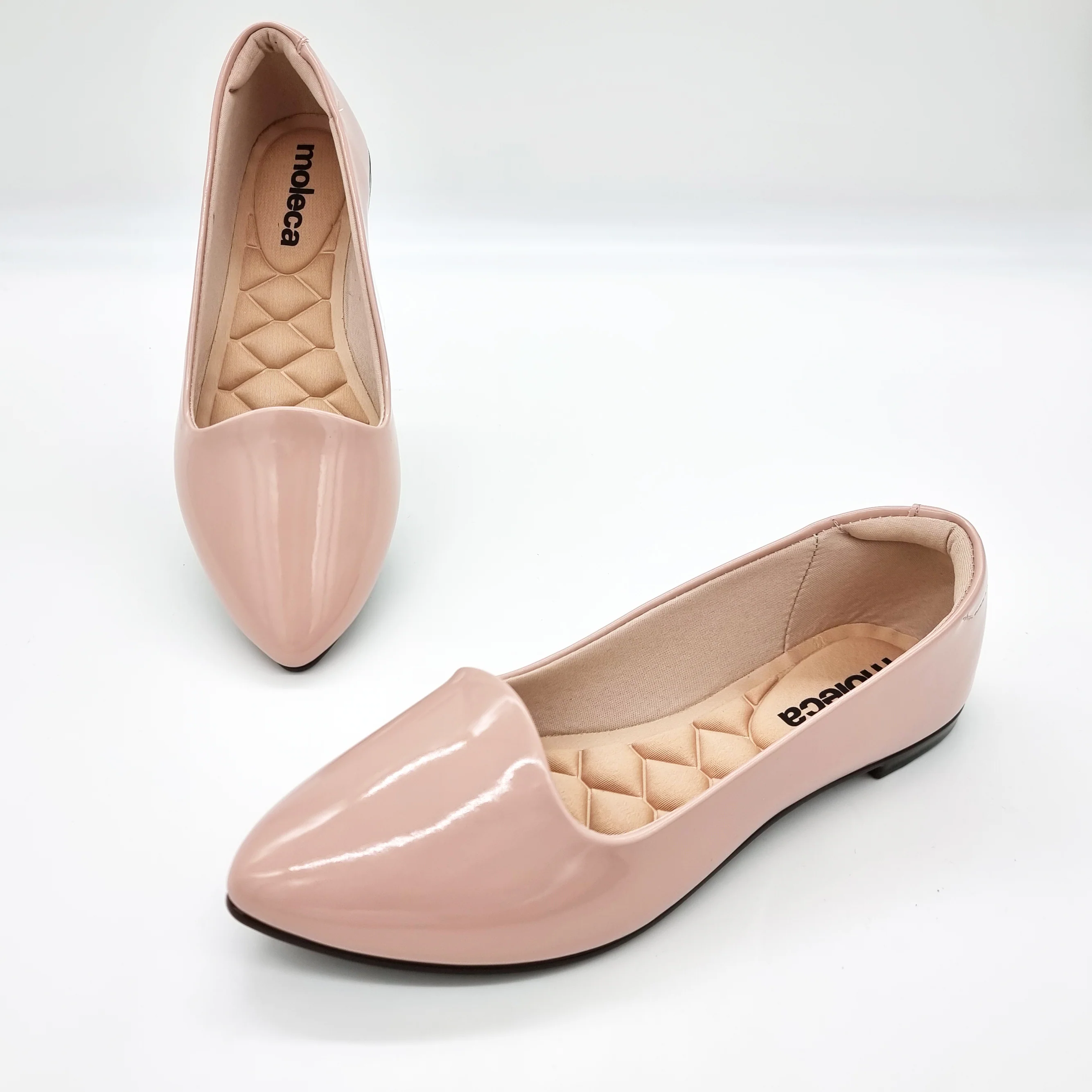 Moleca 5635-816 Pointy Toe Loafer Flat in Pastel Pink Patent - Image 2