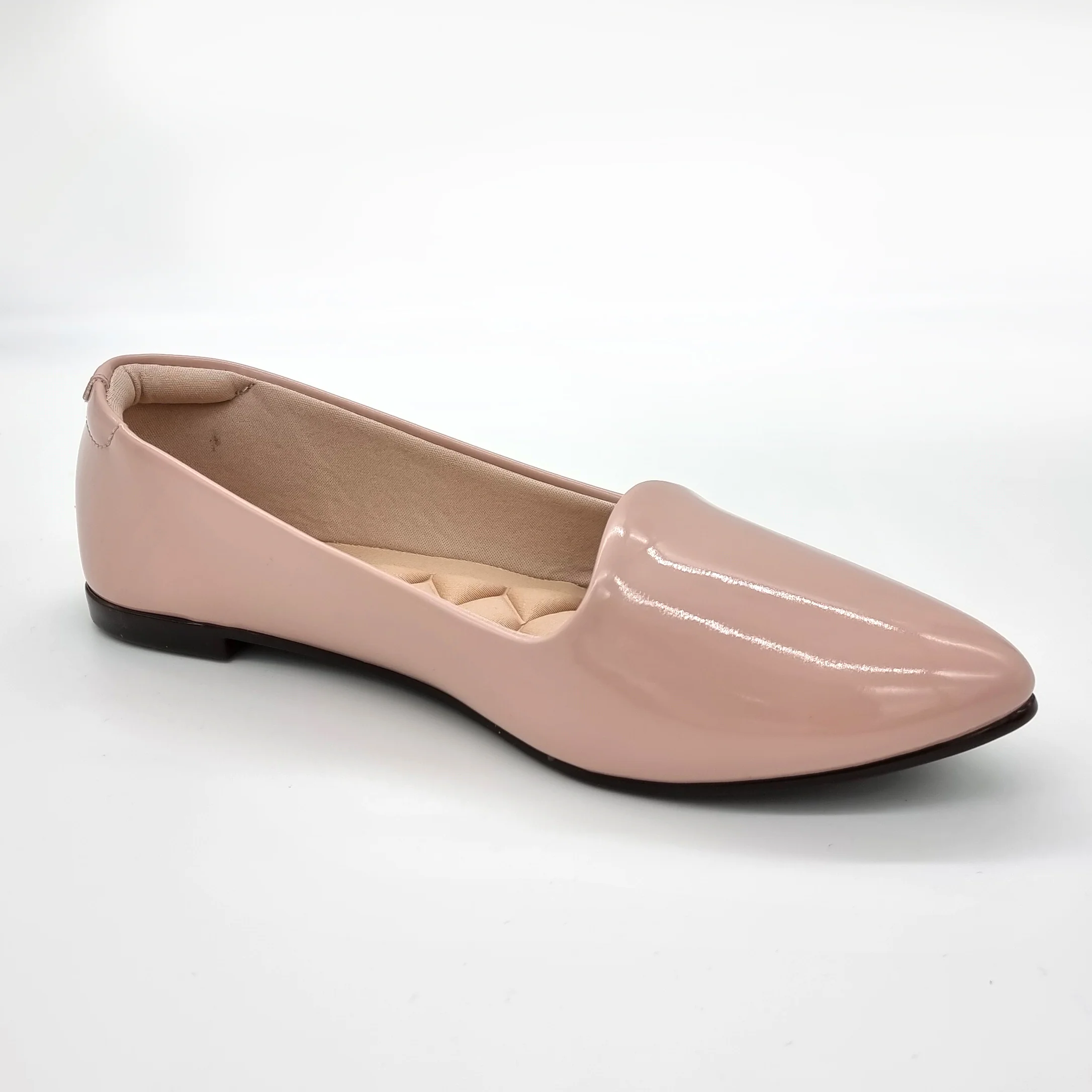 Moleca 5635-816 Pointy Toe Loafer Flat in Pastel Pink Patent - Image 5