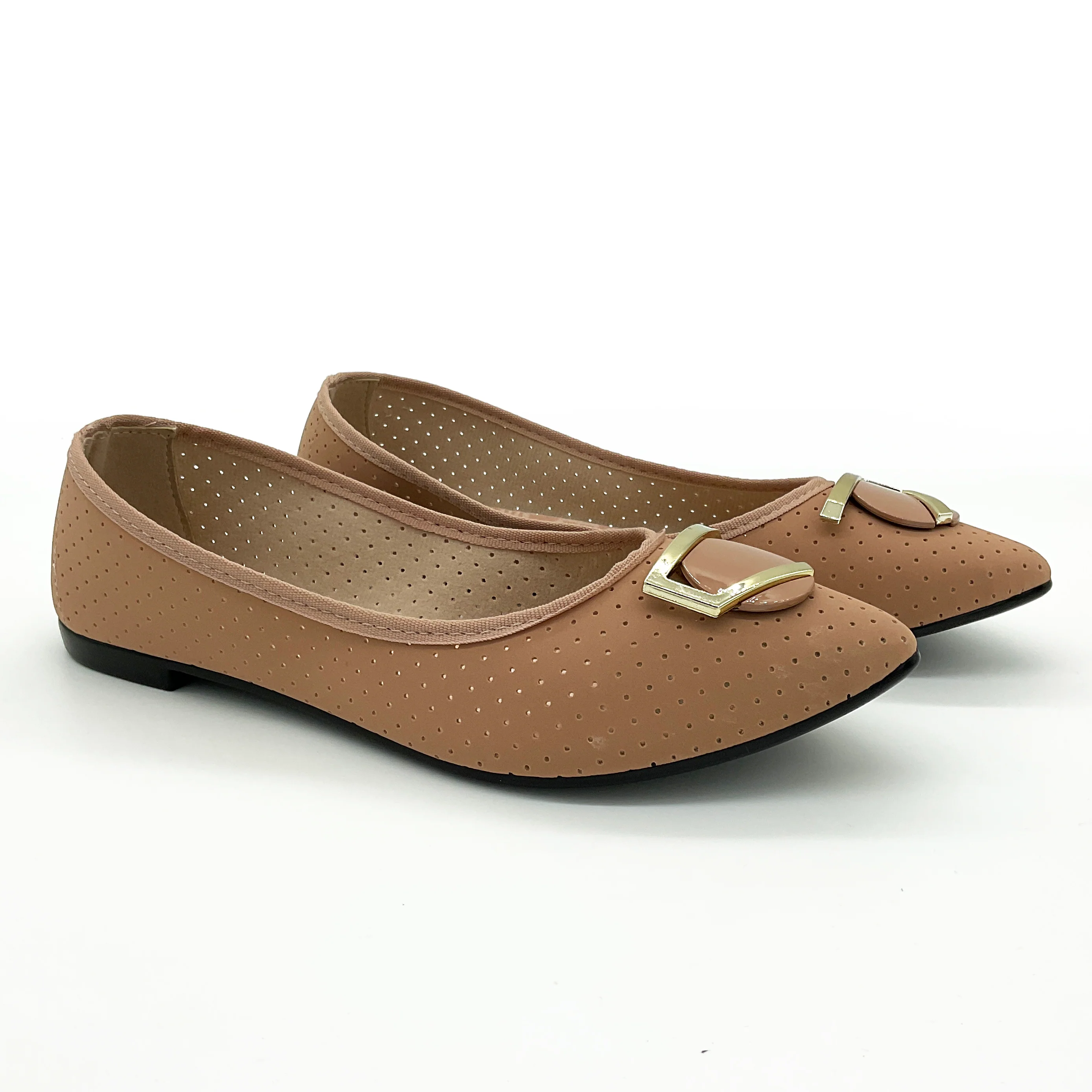 Moleca 5727-116 Pointy Toe Flat in Nude - Image 4