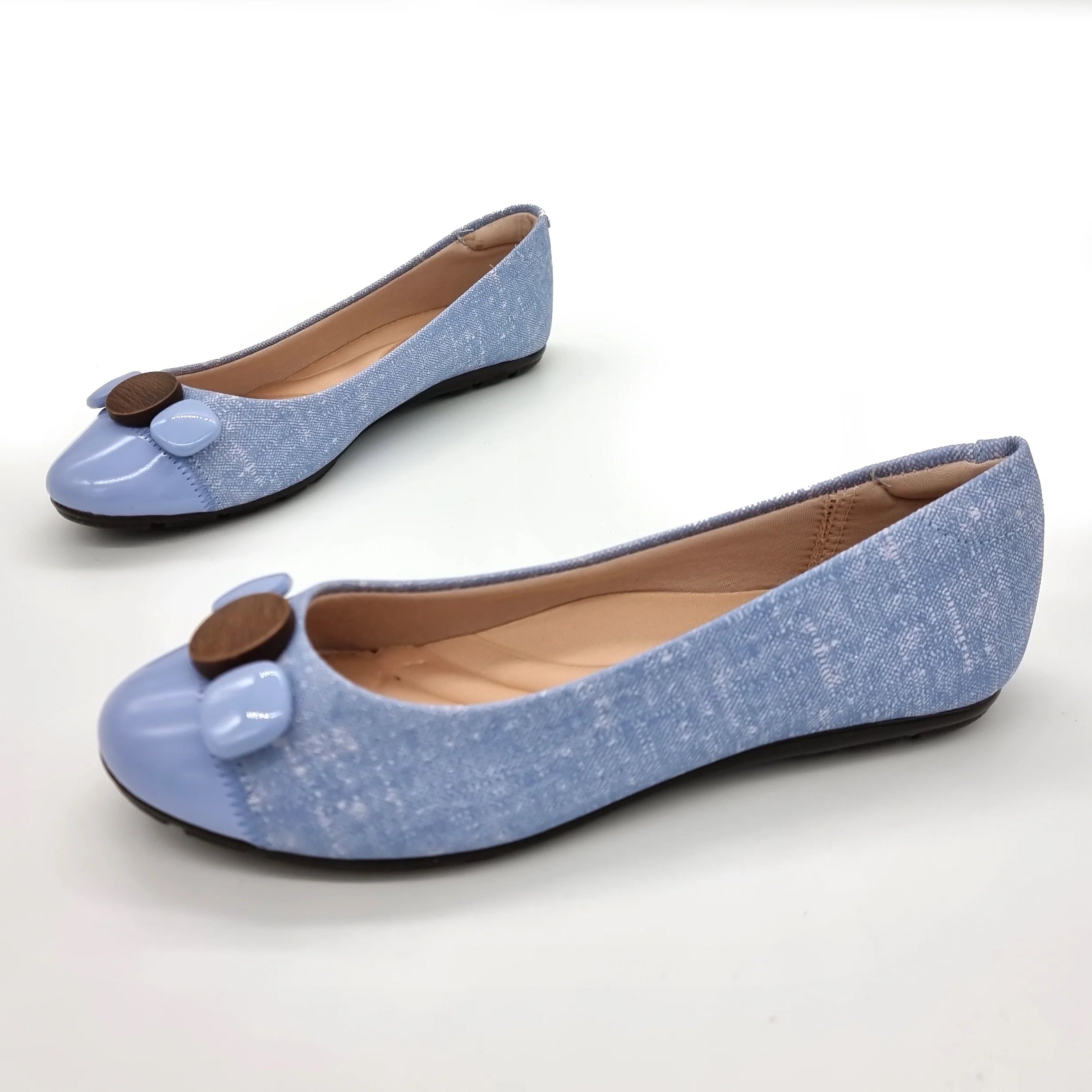 Moleca 5800-101 Round Toe Flat in Jeans - Image 3