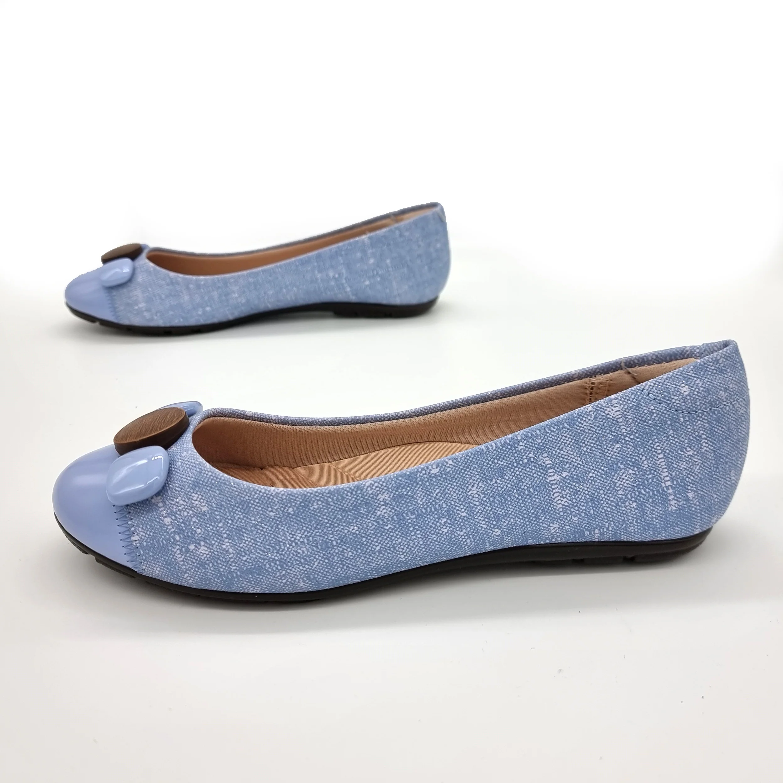 Moleca 5800-101 Round Toe Flat in Jeans - Image 4