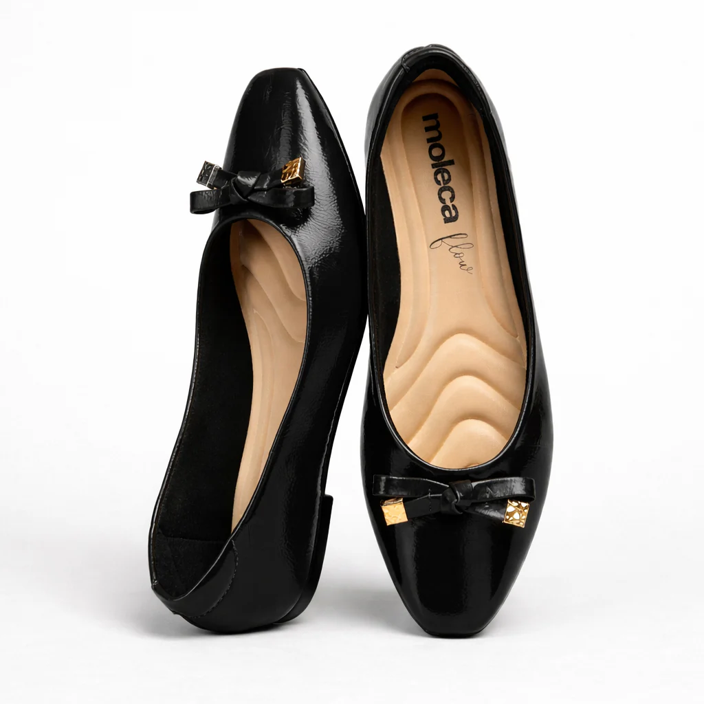 Moleca 5821-100 Square Toe Ballet Flat in Black - Image 2