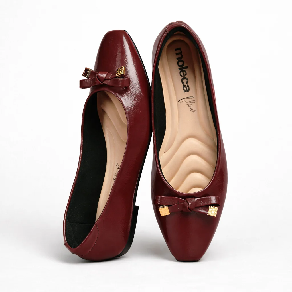 Moleca 5821-100 Square Toe Ballet Flat in Chocolate - Image 3