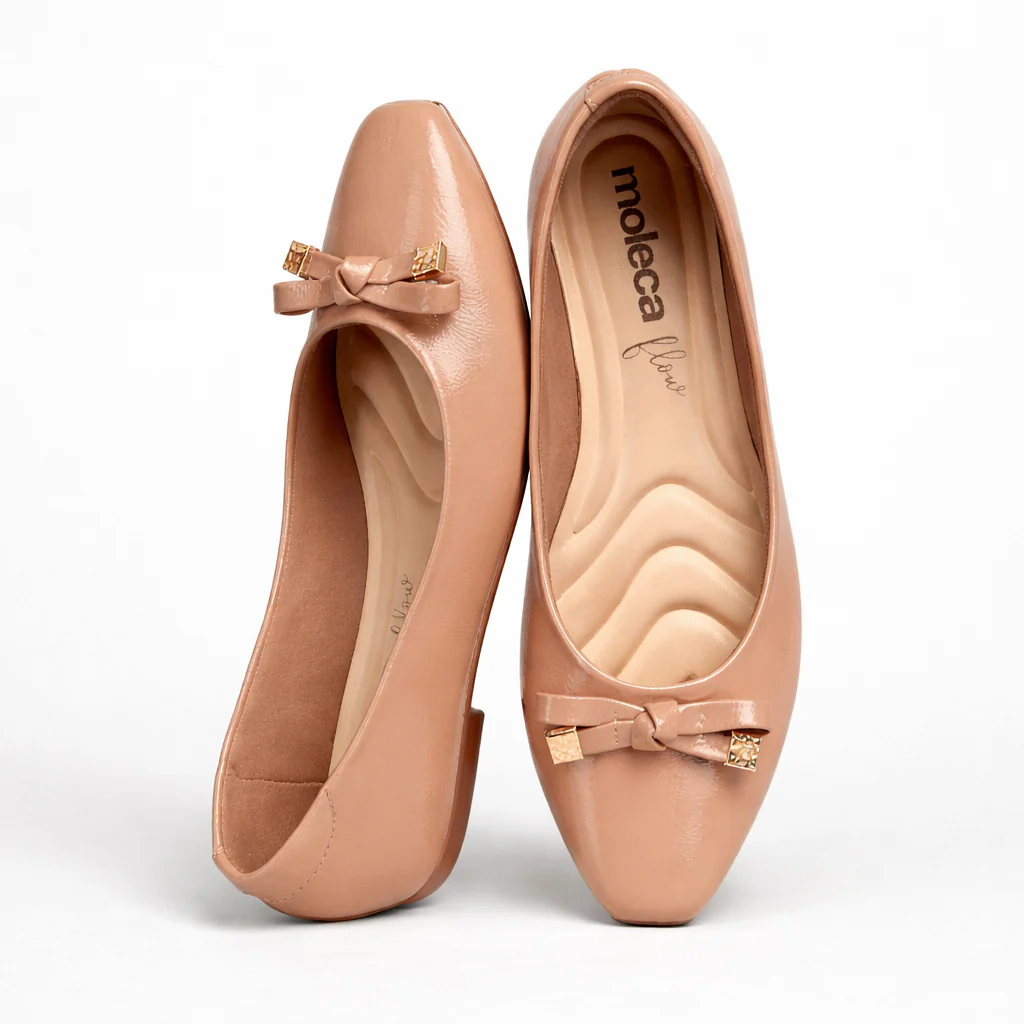 Moleca 5821-100 Square Toe Ballet Flat in Nude - Image 3