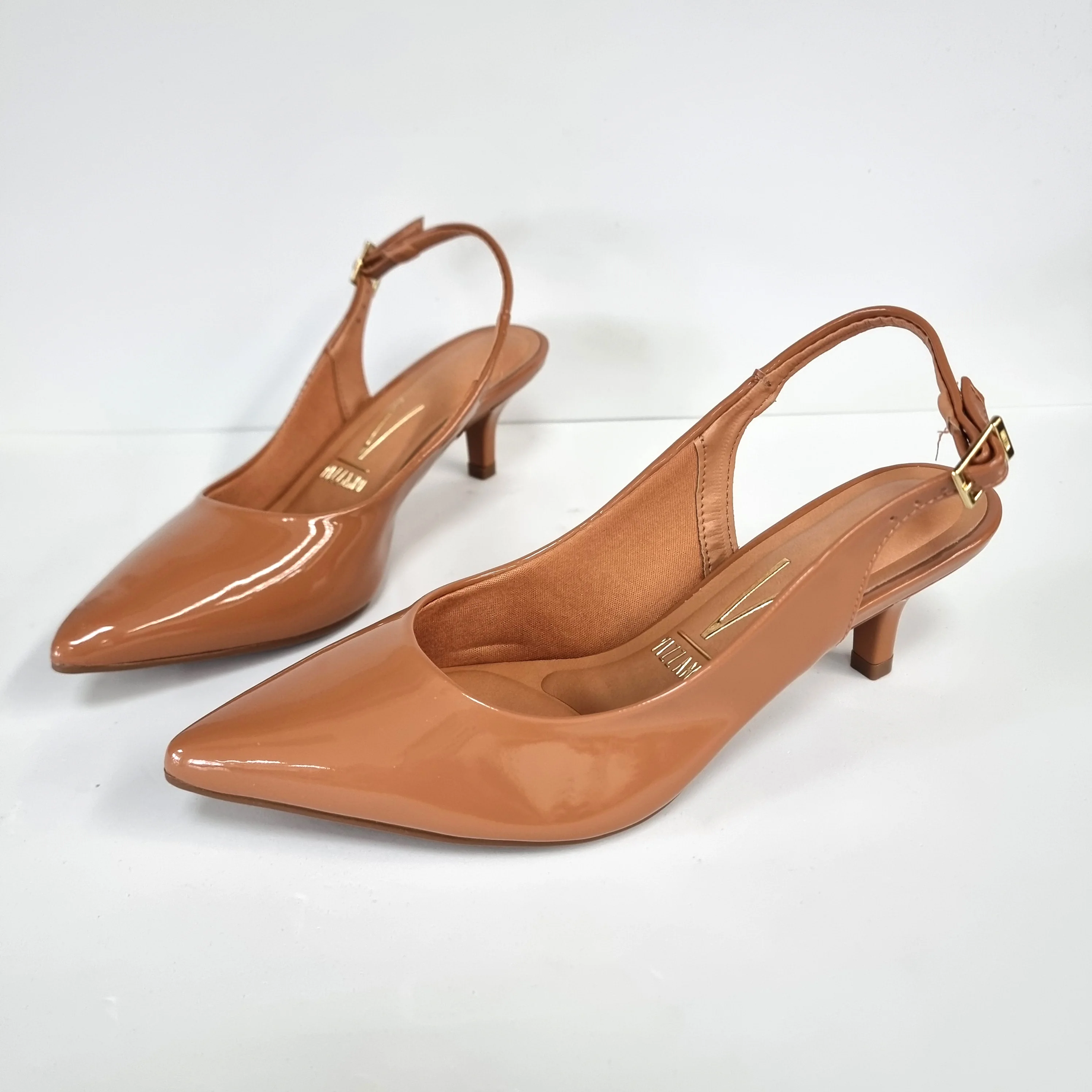 Vizzano 1122-806 Kitten Heel Slingback in Camel Patent - Image 2
