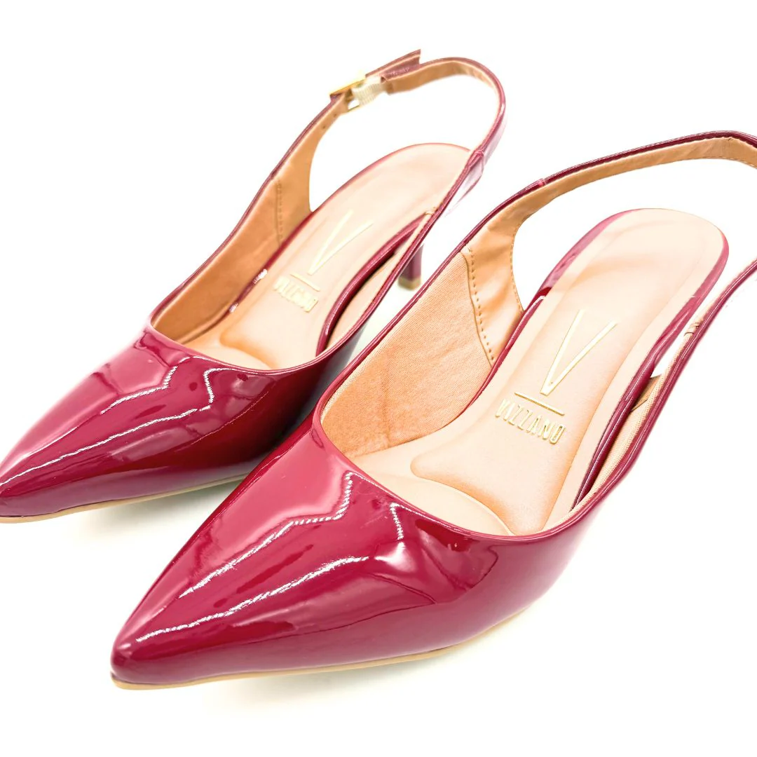 Vizzano 1122-806 Kitten Heel Slingback in Cherry Patent - Image 4