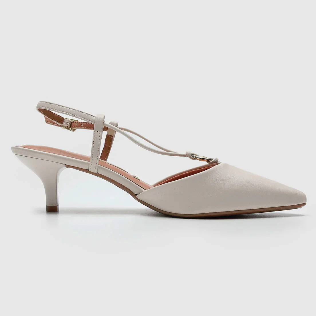 Vizzano 1122-892 Kitten Heel Pointy Toe Strappy Pump in Off White Napa - Image 4