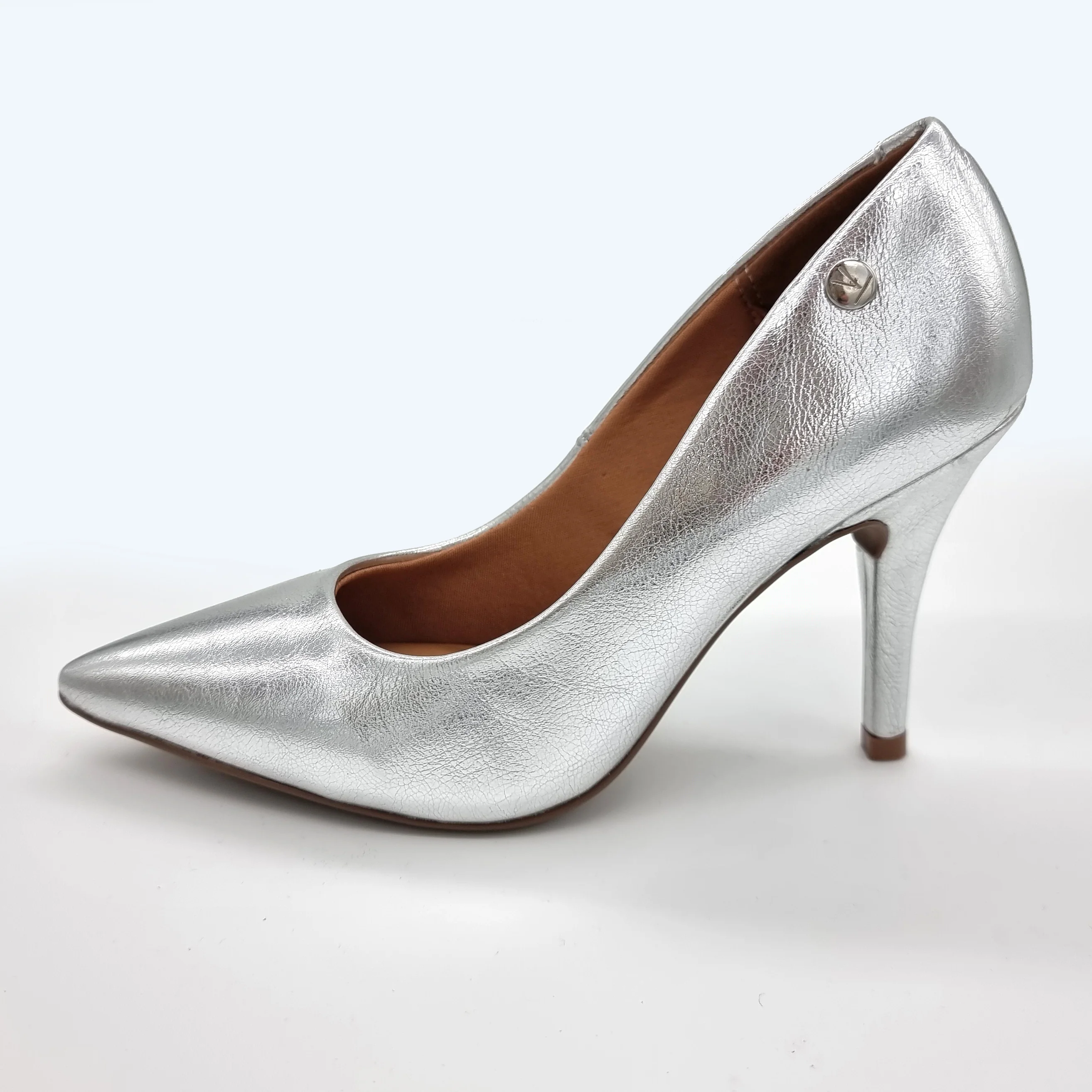 Vizzano 1184-1501 Pointy Toe Pump in Silver Metallic Napa - Image 4