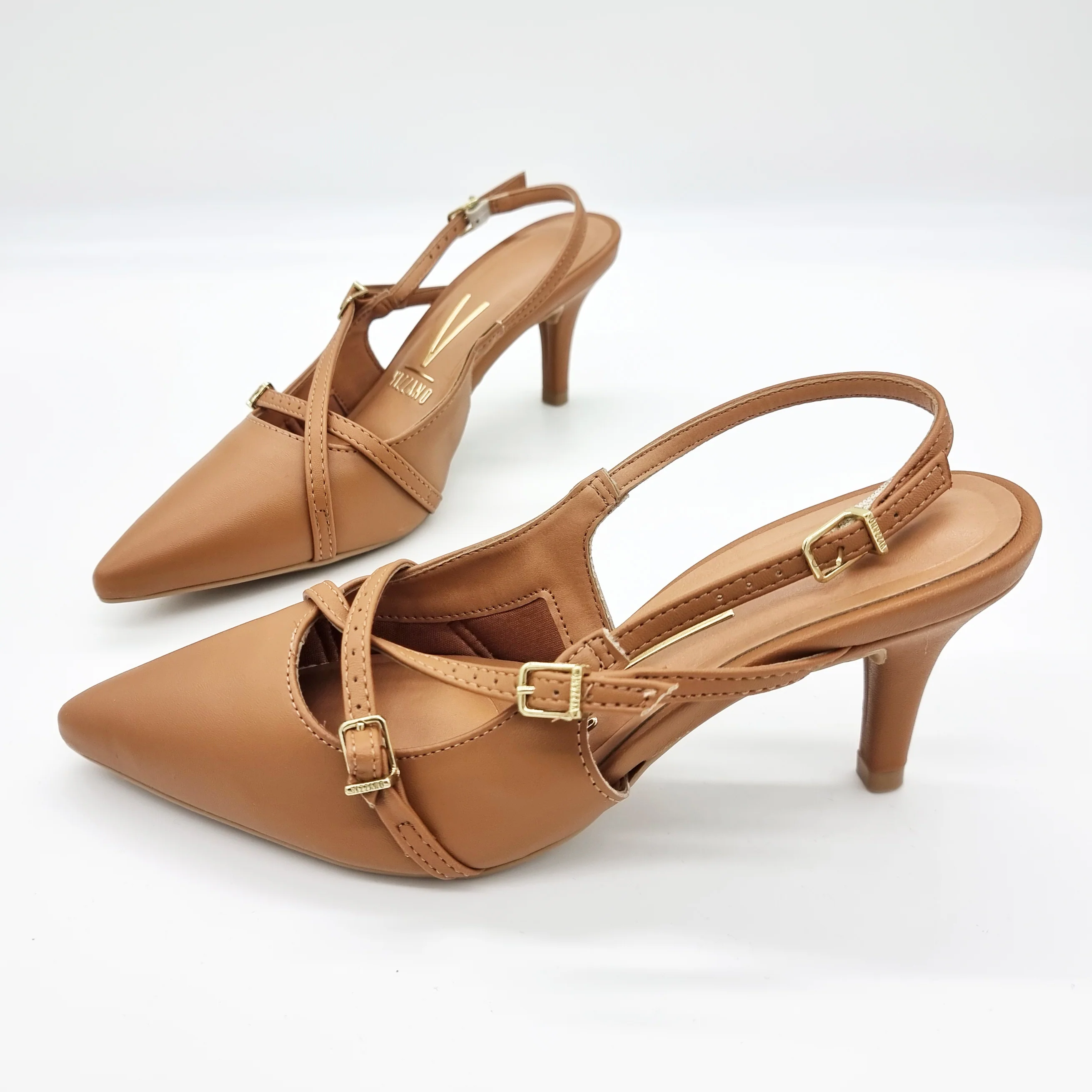 Vizzano 1185-1124 Pointy Toe Slingback Pump in Camel Napa - Image 6