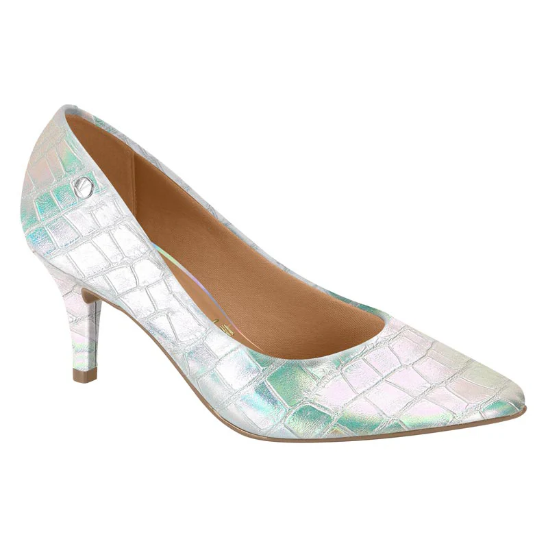 Vizzano 1185-1302 Pointy Toe Pump in Silver Holographic Croc