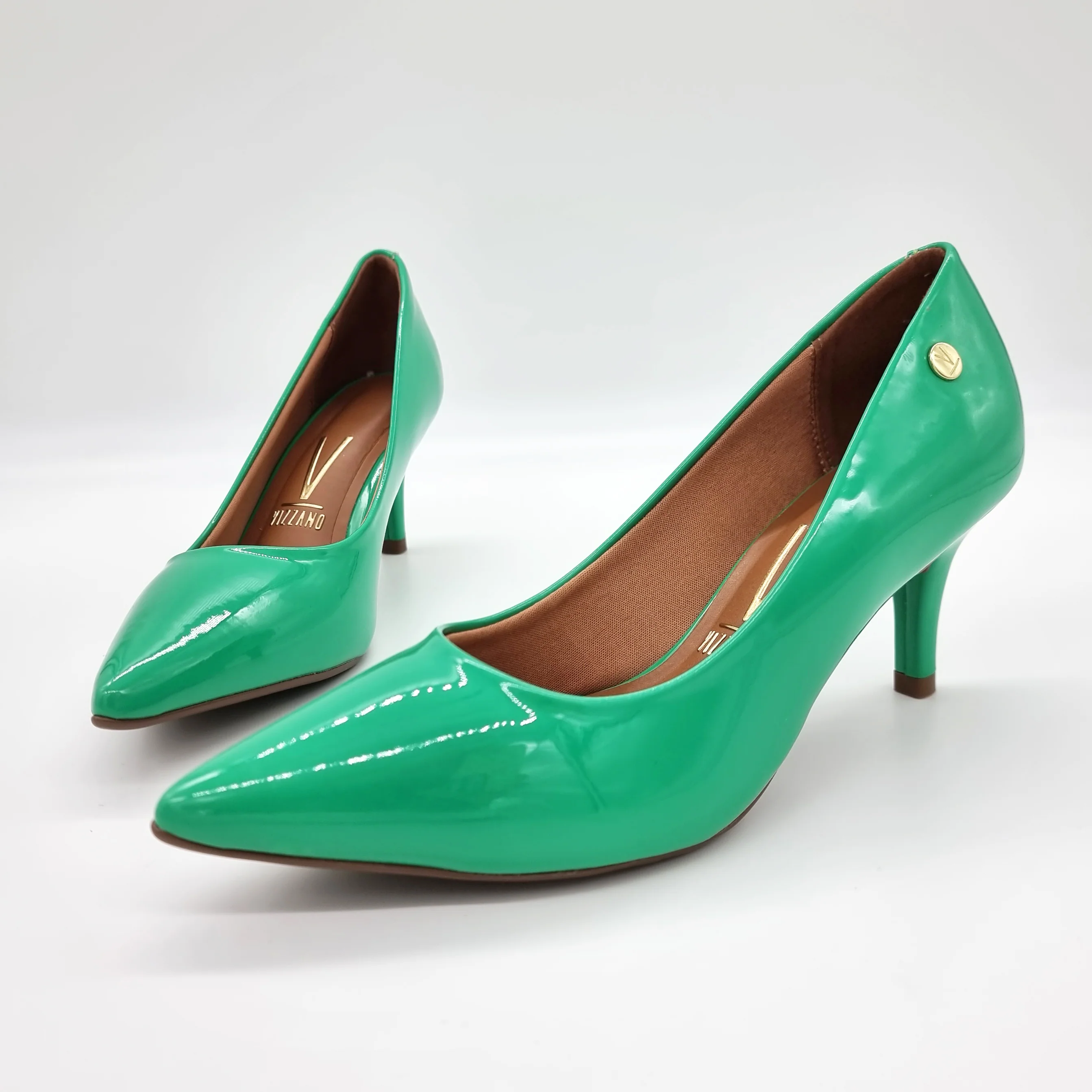 Vizzano 1185-702 Pointy Toe Pump in Green Pine Patent - Image 2