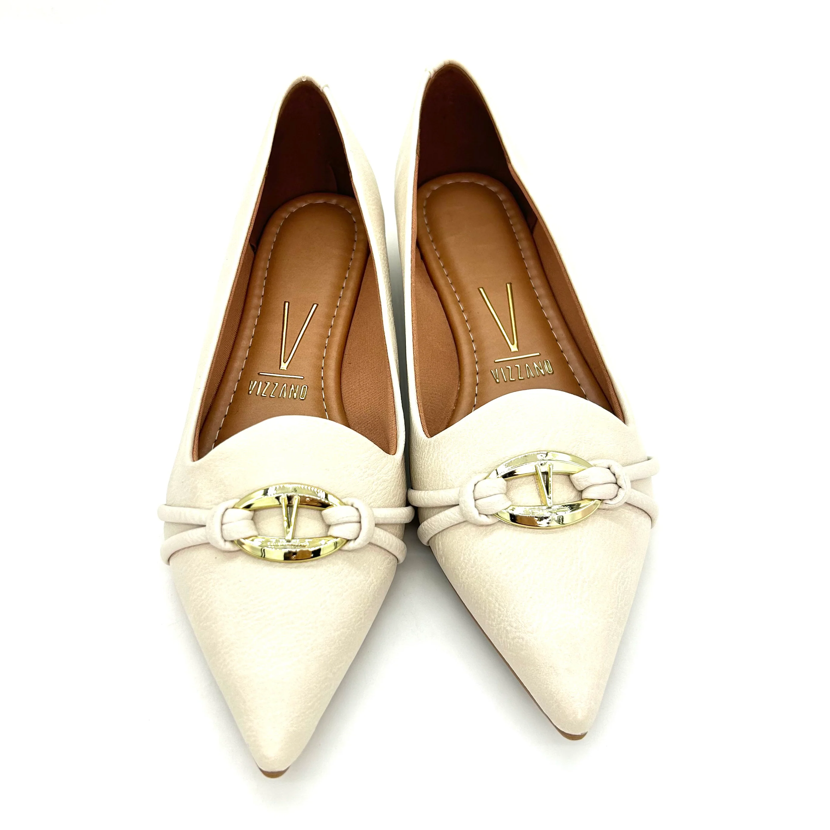 Vizzano 1206-1004 Pointy Toe Flat in Off White - Image 4