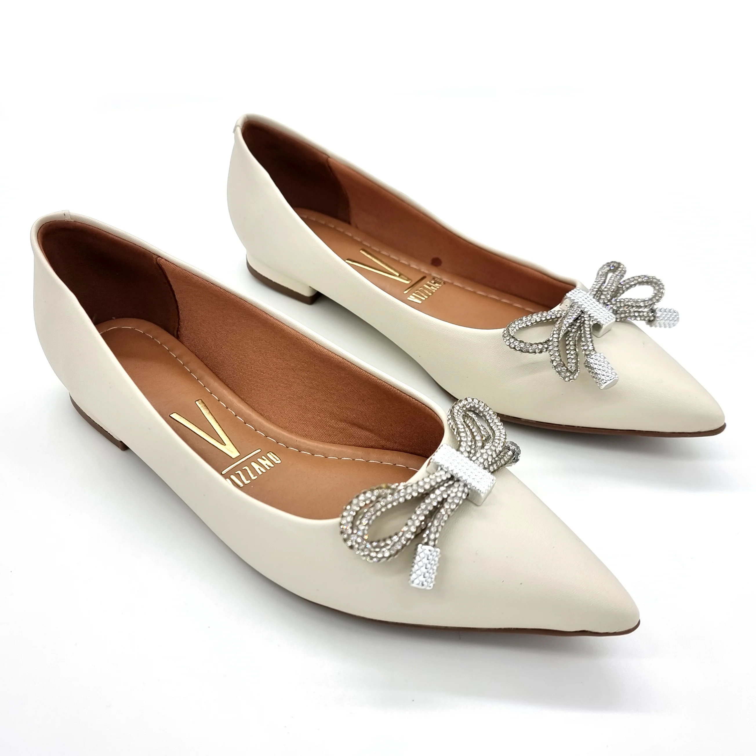 Vizzano 1206-290 Pointy Toe Flat in Off White Napa - Image 2