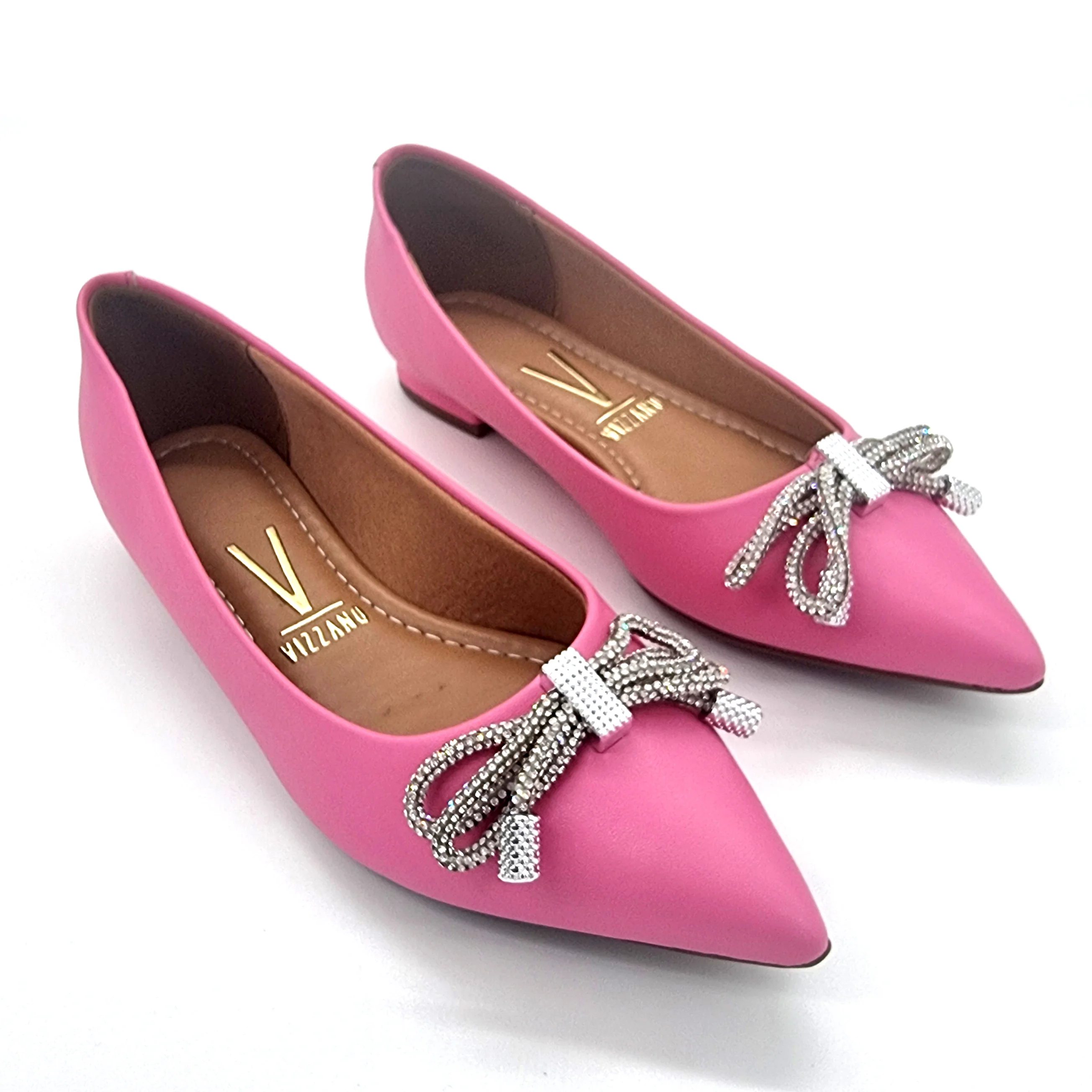 Vizzano 1206-290 Pointy Toe Flat in Pink Napa - Image 4