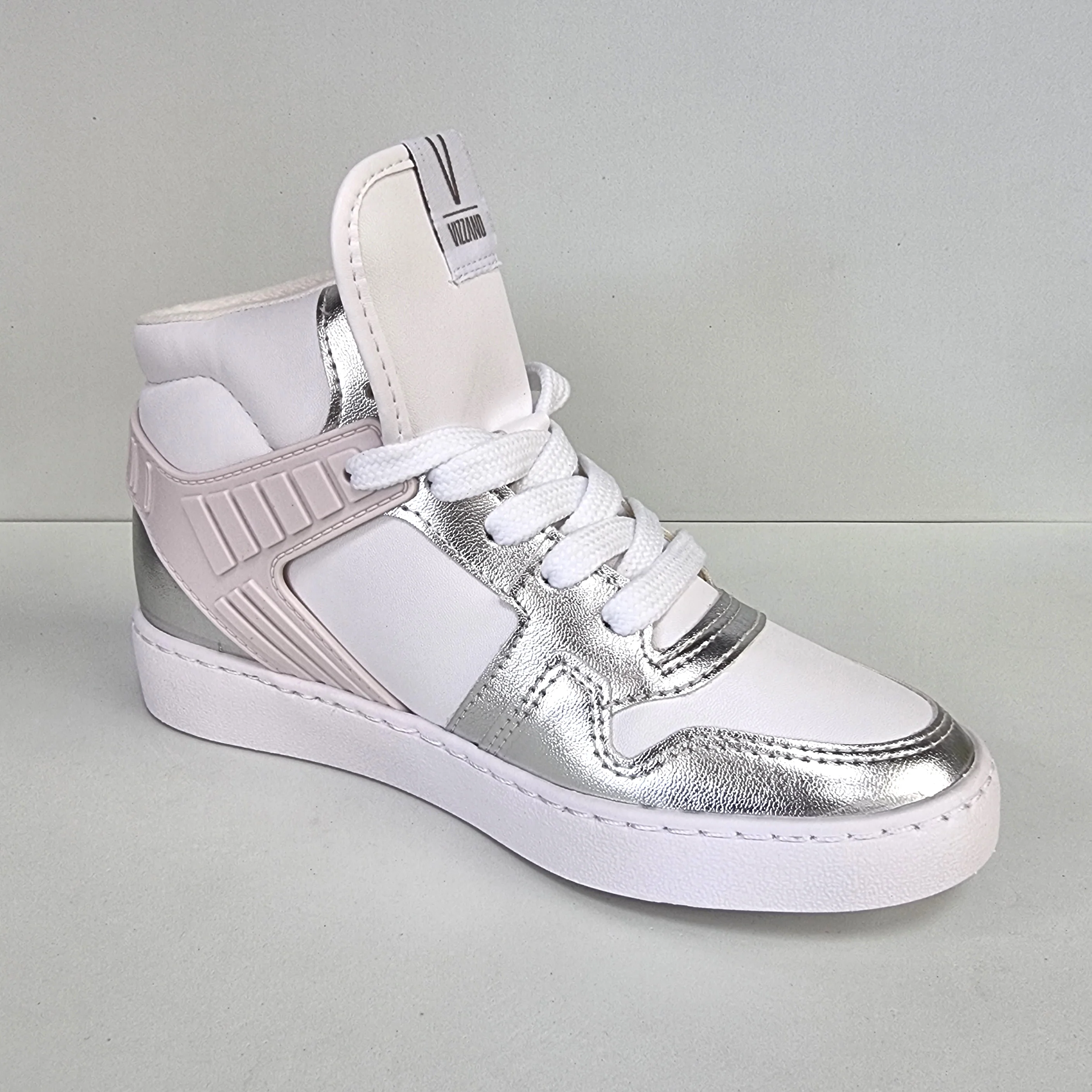 Vizzano 1214-1043 High Top Sneaker in White/Silver - Image 3