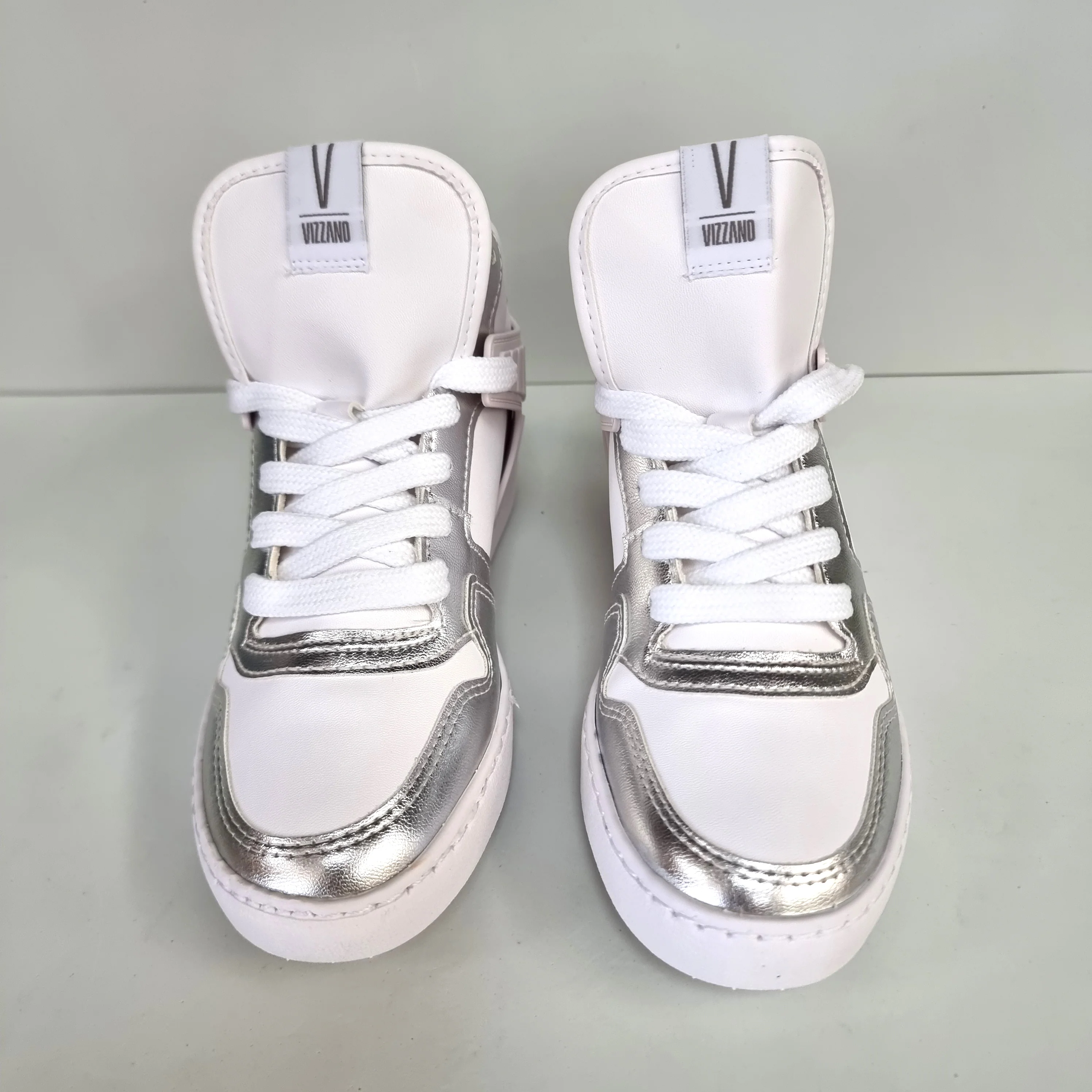 Vizzano 1214-1043 High Top Sneaker in White/Silver - Image 6