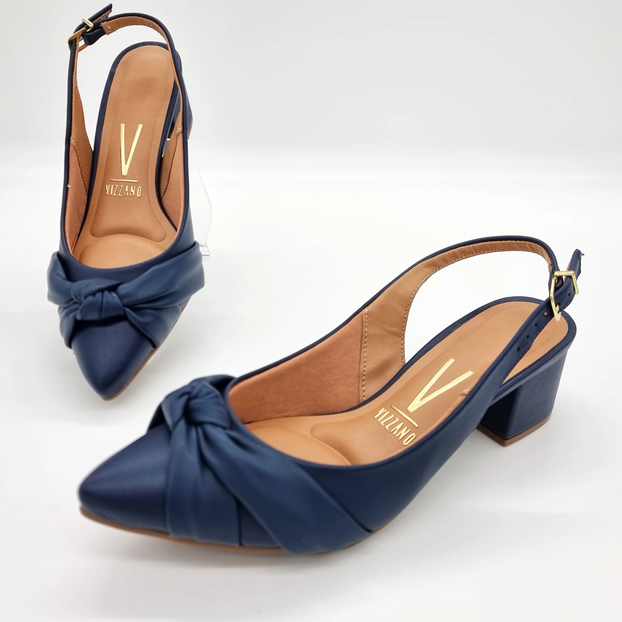 Vizzano 1220-358 Block Heel Slingback Pump in Navy Blue - Image 2
