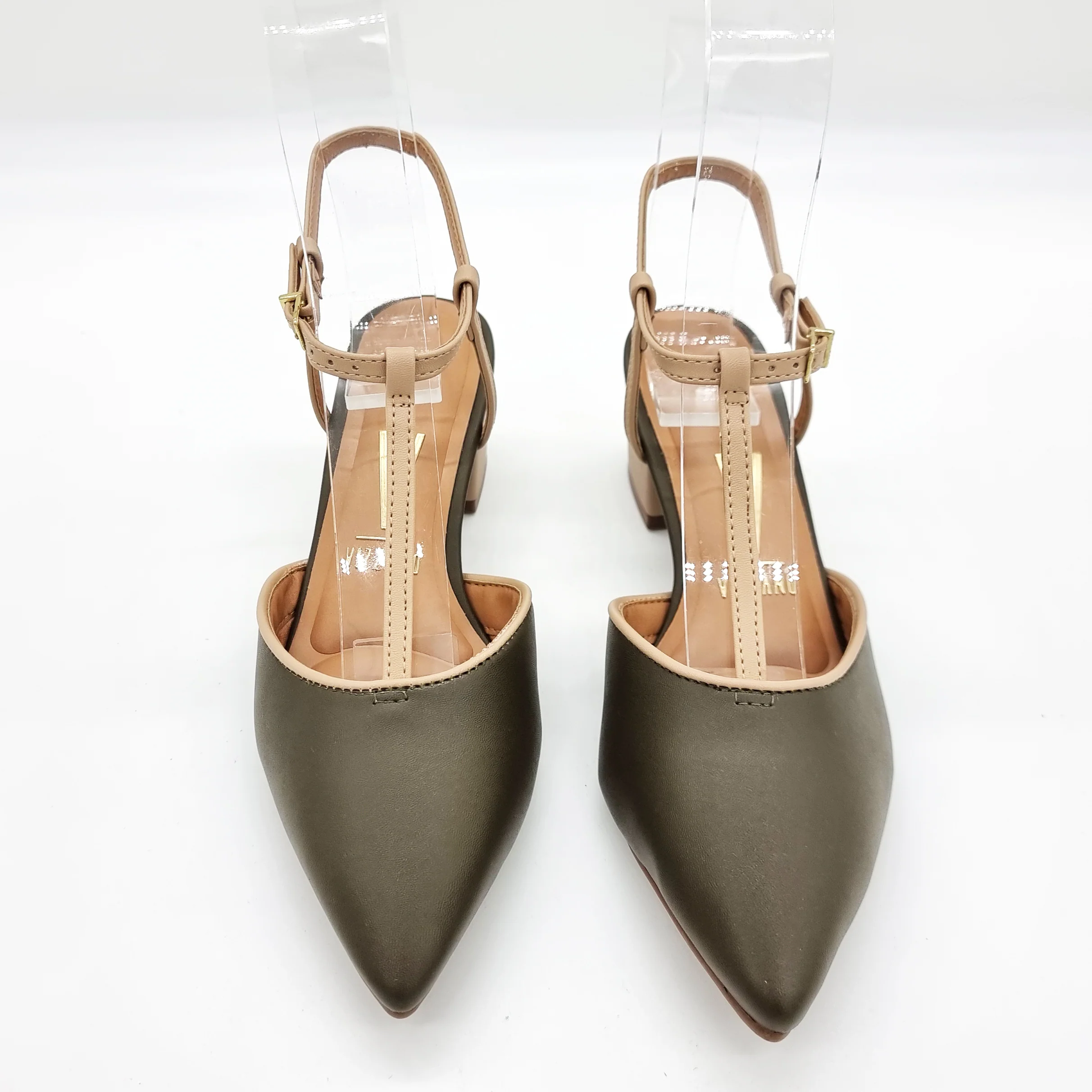 Vizzano 1220-363 Block Heel T-Bar Pump in Olive - Image 6