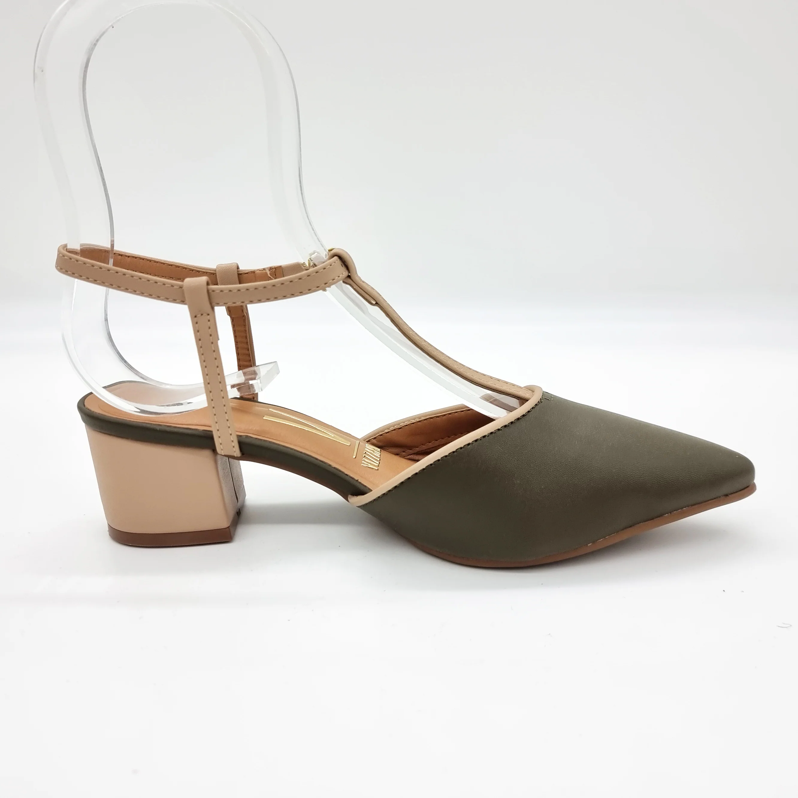 Vizzano 1220-363 Block Heel T-Bar Pump in Olive - Image 7