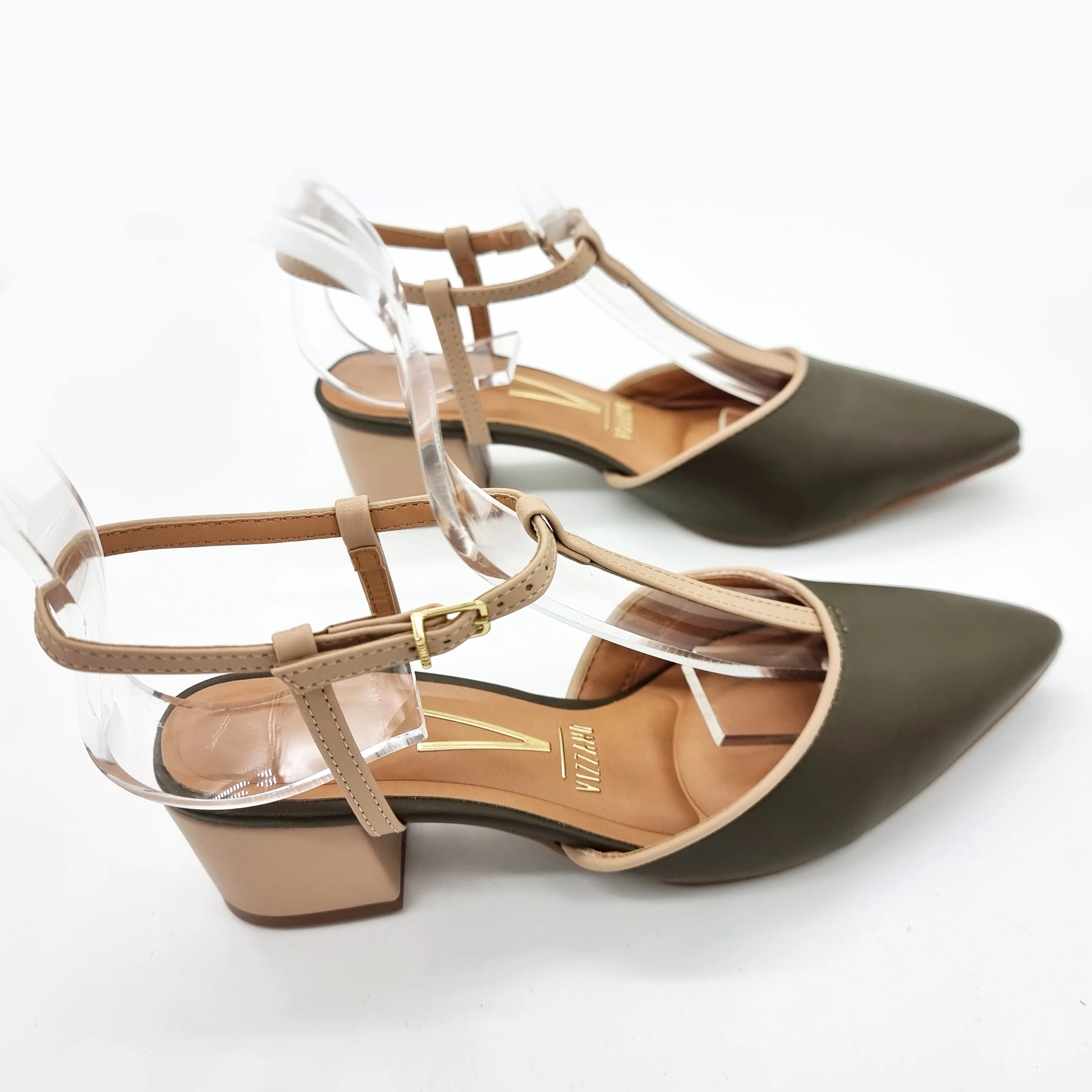 Vizzano 1220-363 Block Heel T-Bar Pump in Olive - Image 8