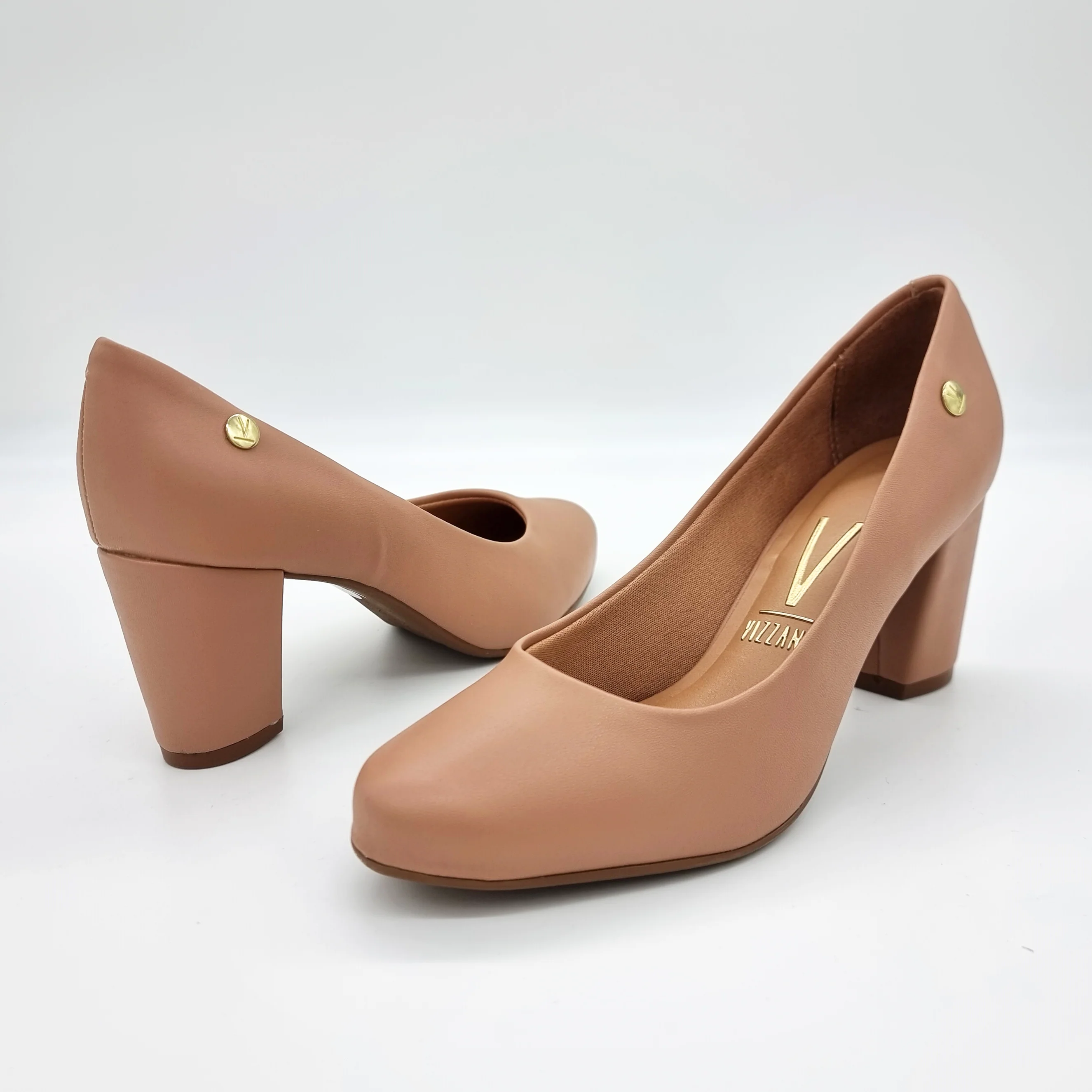 Vizzano 1259-200 Block Heel Round Toe Pump in Nude Napa - Image 2