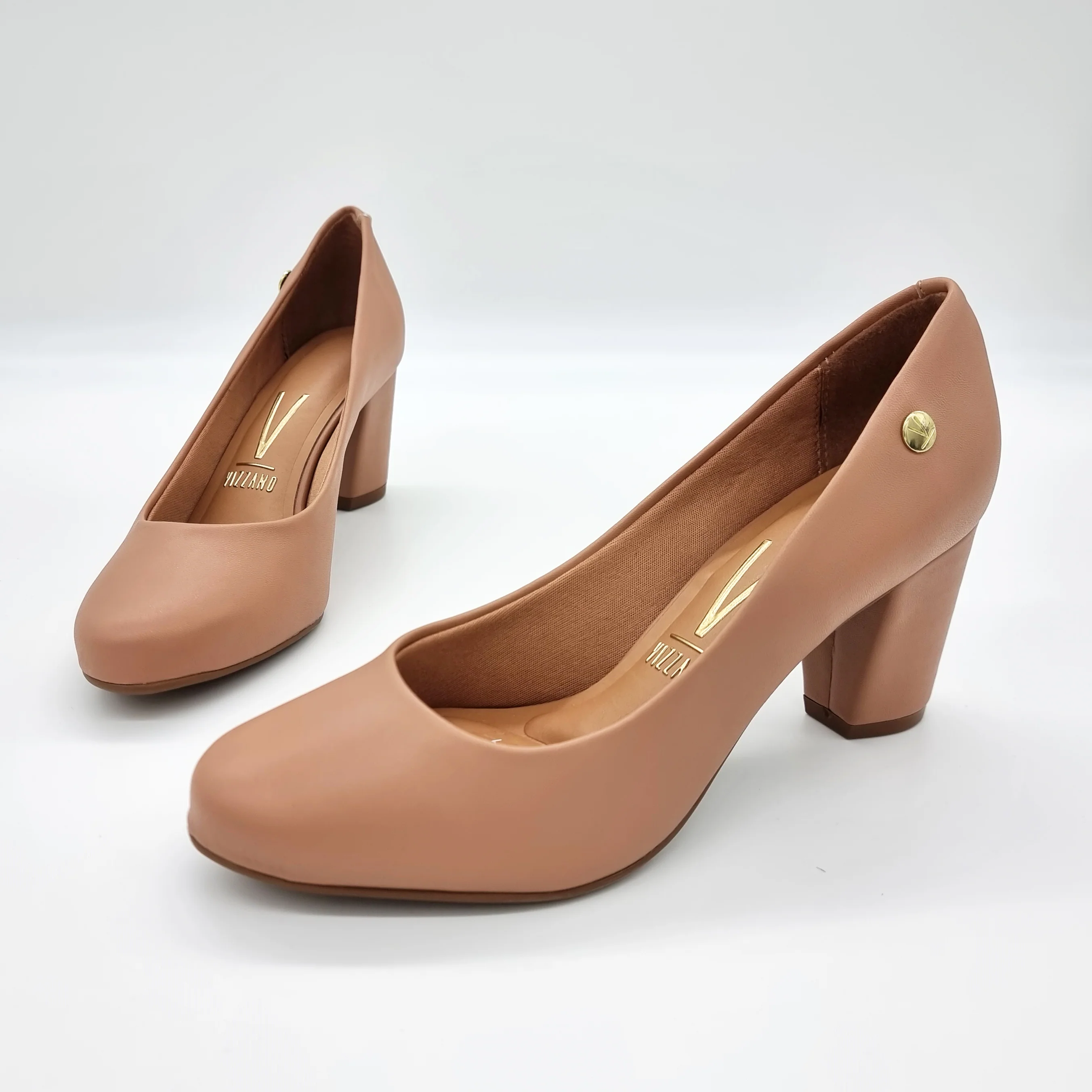 Vizzano 1259-200 Block Heel Round Toe Pump in Nude Napa - Image 6