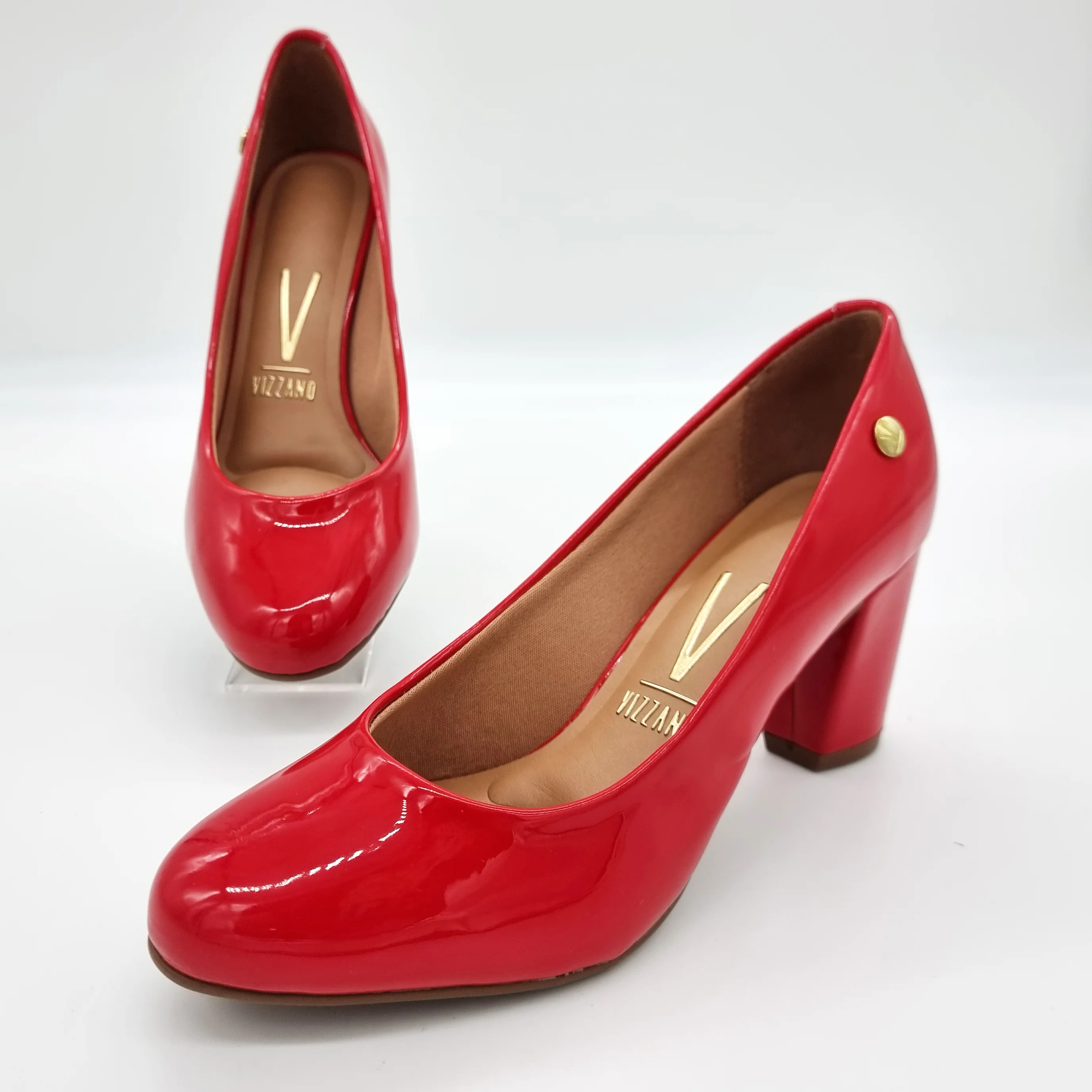 Vizzano 1259-200 Block Heel Round Toe Pump in Red Patent - Image 5