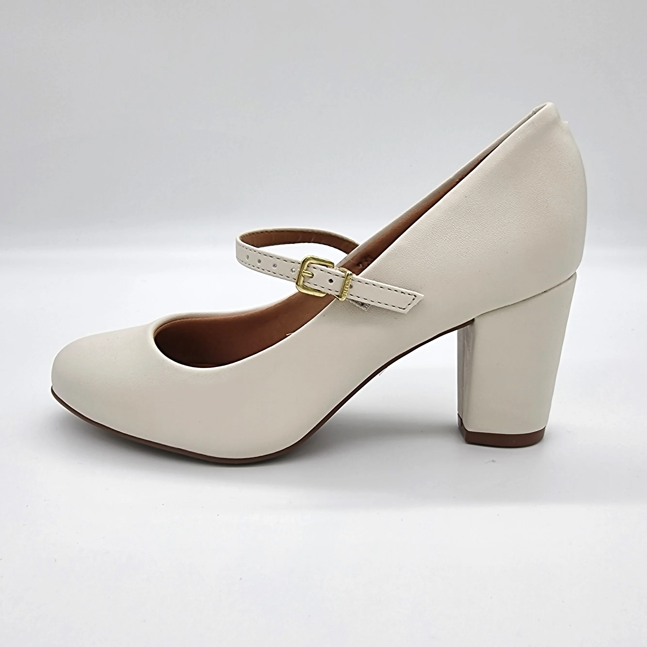 Vizzano 1259-206 Block Heel Round Toe Mary Jane Pump in Off White Napa - Image 3