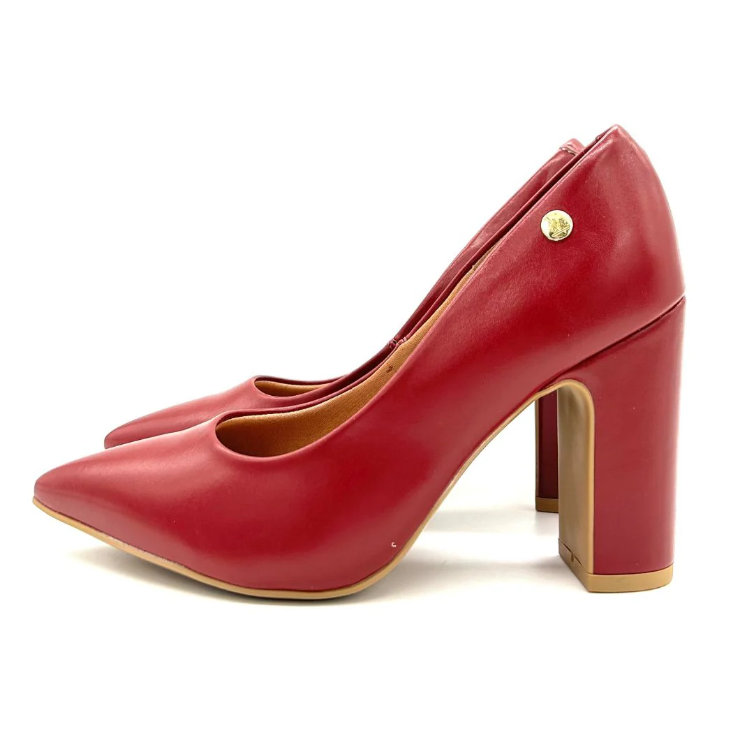 Vizzano 1285-400 Block Heel Pointy Toe Pump in Cherry Napa - Image 6