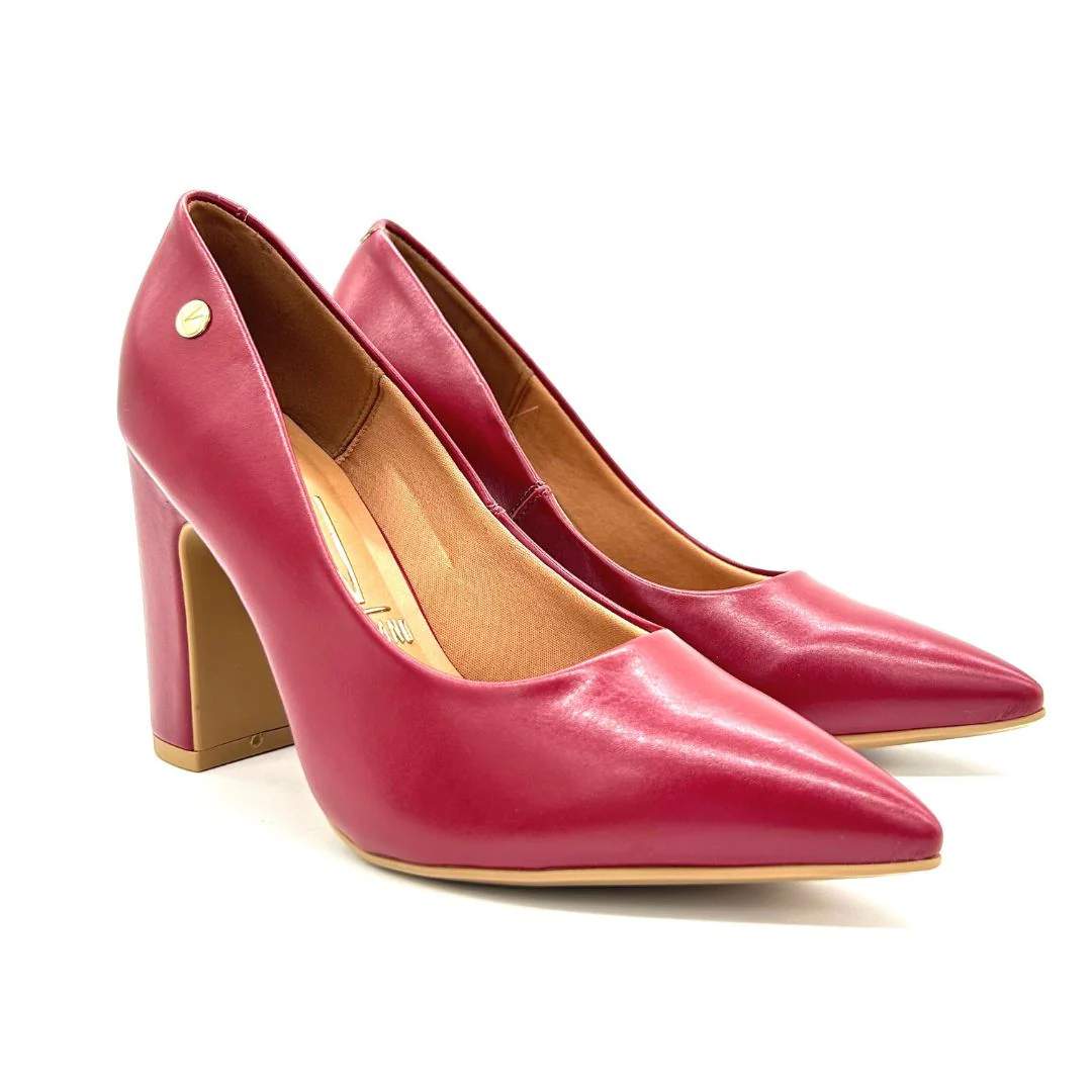 Vizzano 1285-400 Block Heel Pointy Toe Pump in Cherry Napa - Image 8