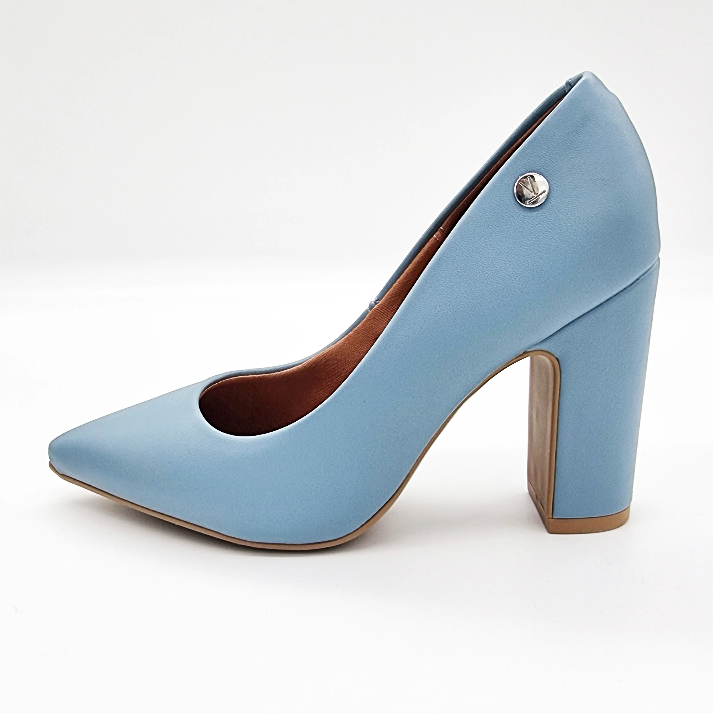 Vizzano 1285-400 Block Heel Pointy Toe Pump in Turquoise Napa - Image 7