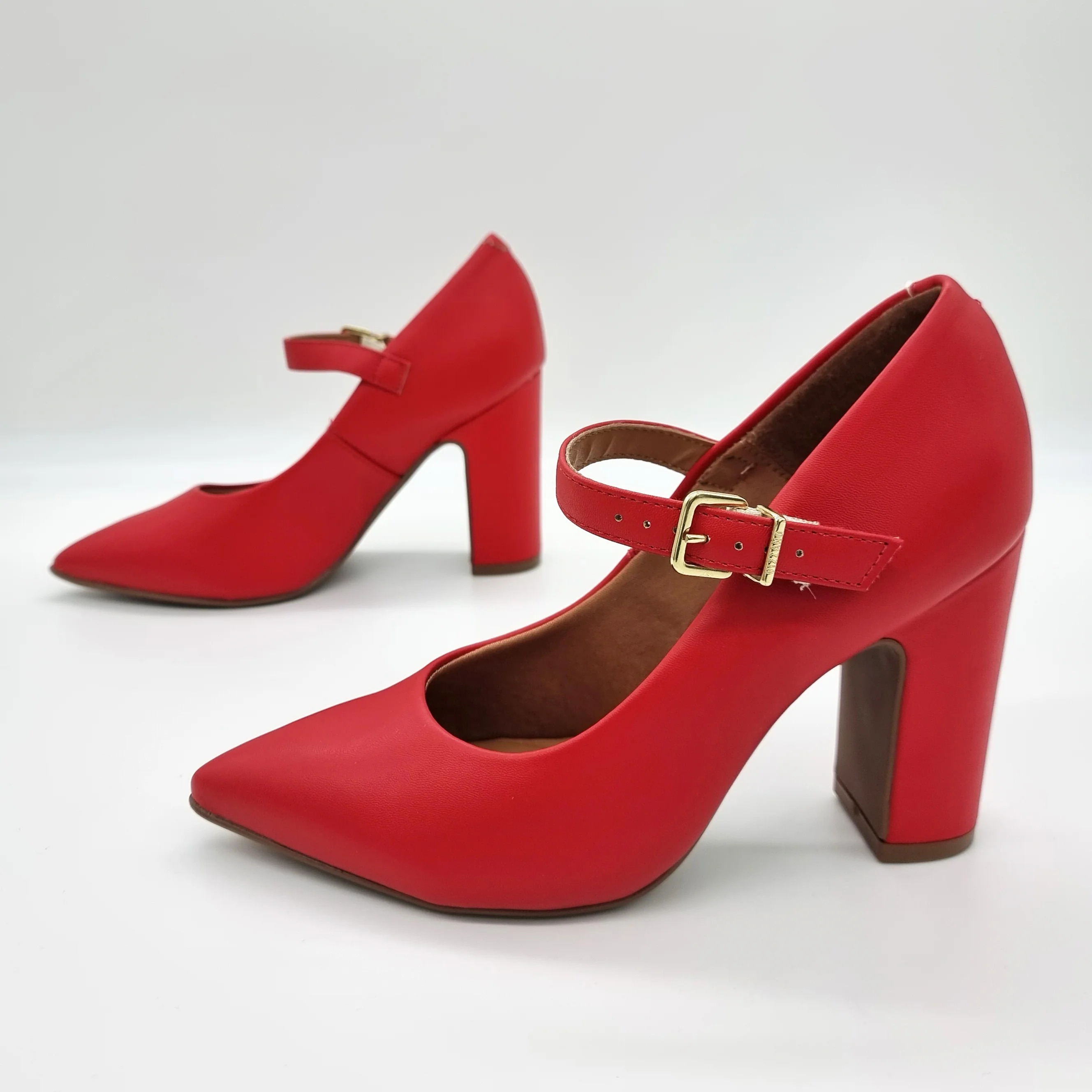 Vizzano 1285-436 Block Heel Pointy Toe Mary Jane Pump in Red Napa - Image 3