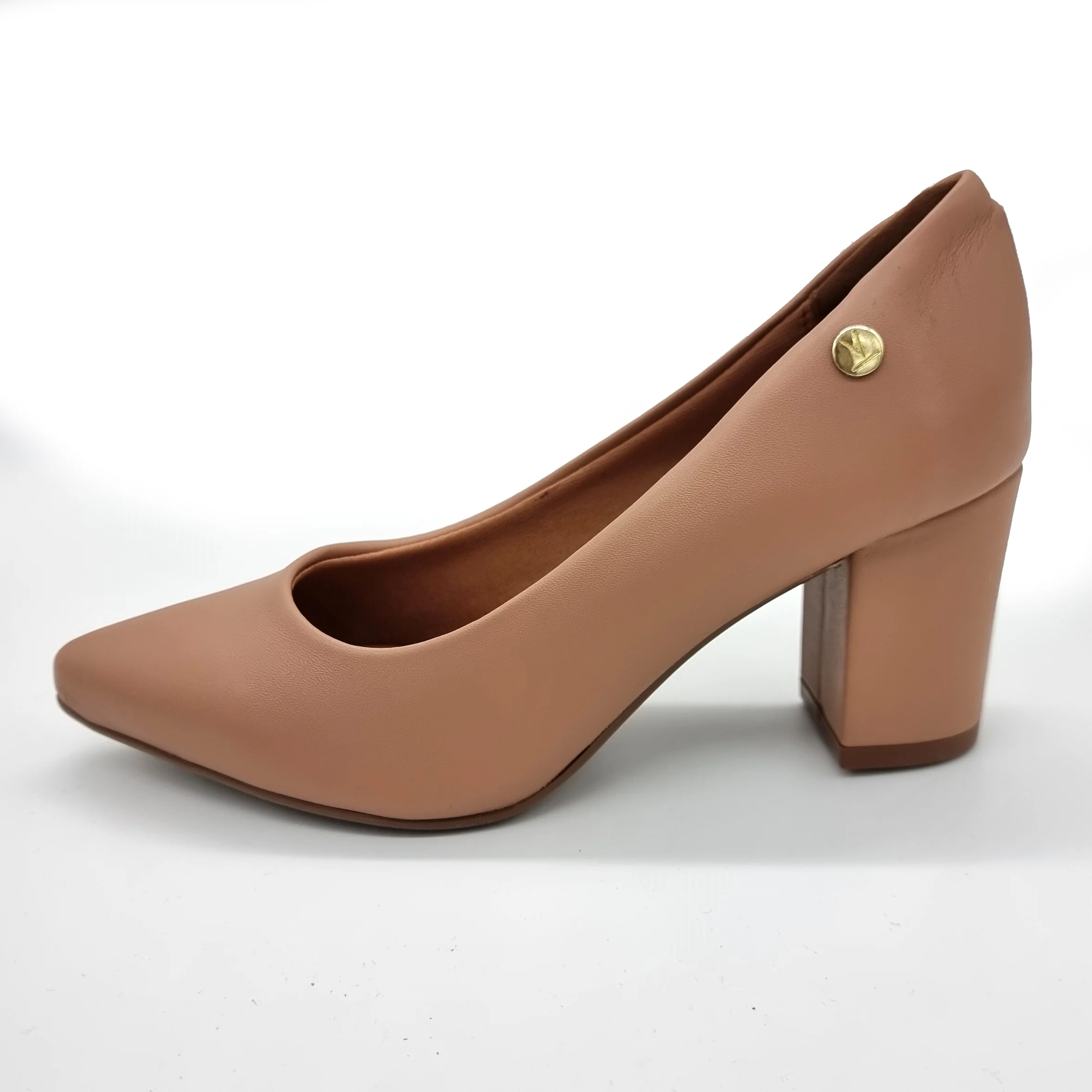 Vizzano 1290-500 Pointy Toe Block Heel Pump in Nude Napa - Image 5