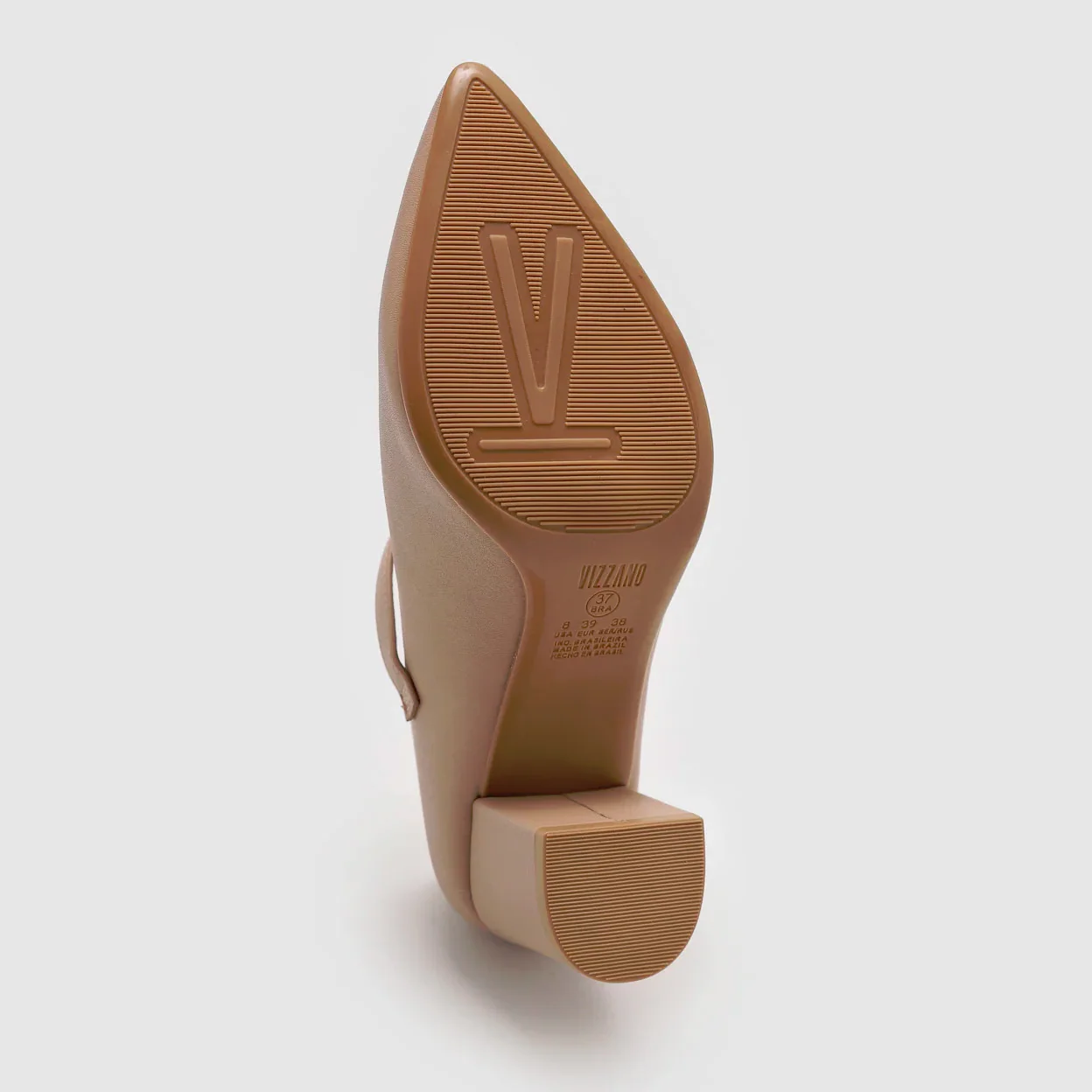 Vizzano 1290-532 Pointy Toe Block Heel Mary-Jane Pump in Beige Napa - Image 5