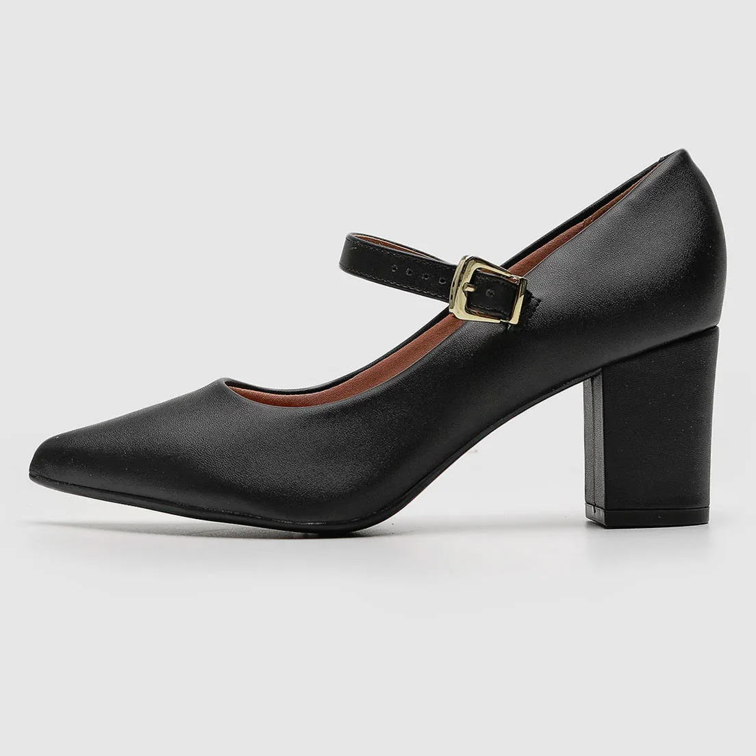 Vizzano 1290-532 Pointy Toe Block Heel Mary-Jane Pump in Black Napa - Image 6