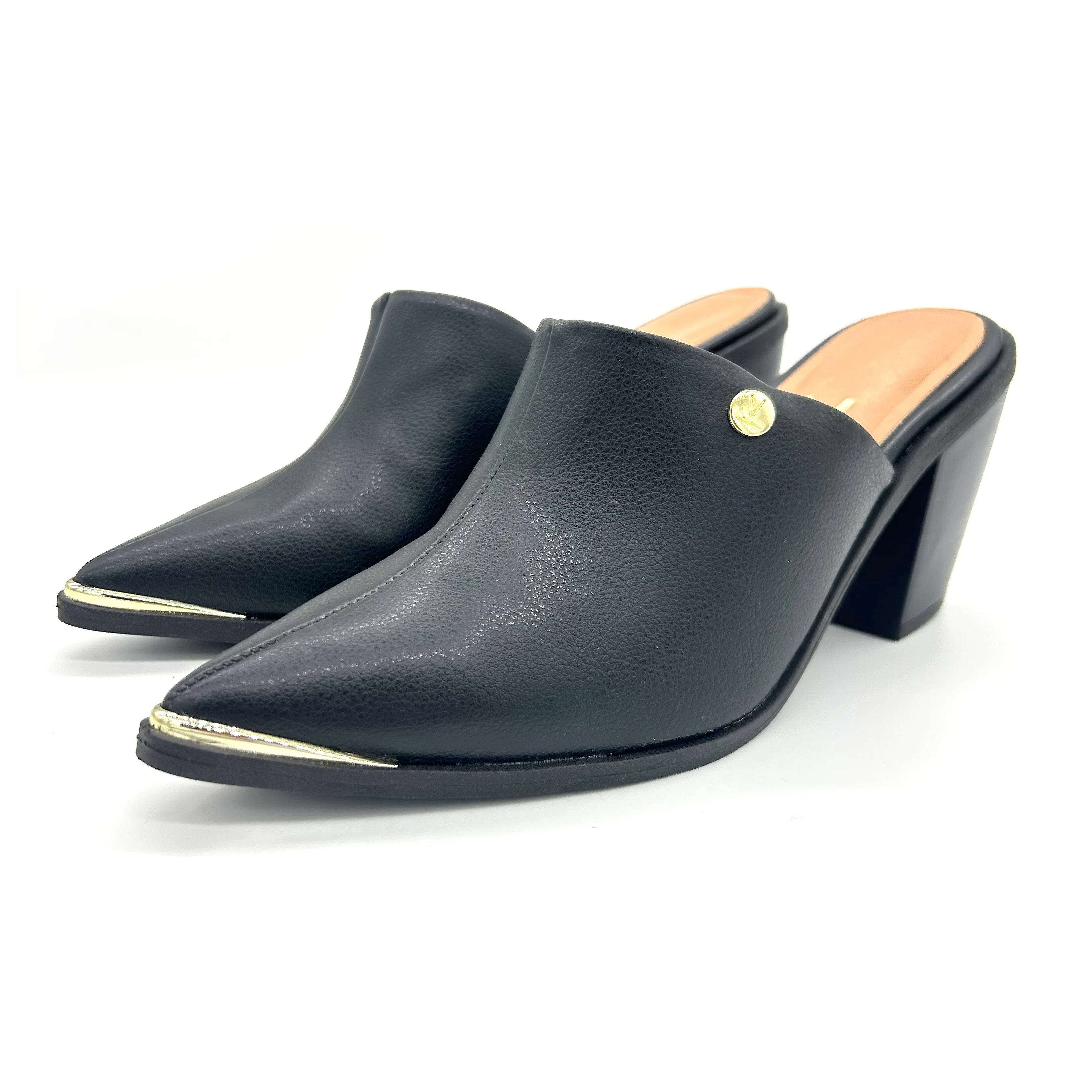 Vizzano 1323-200 Block Heel Pointy Toe Mule in Black Napa - Image 8