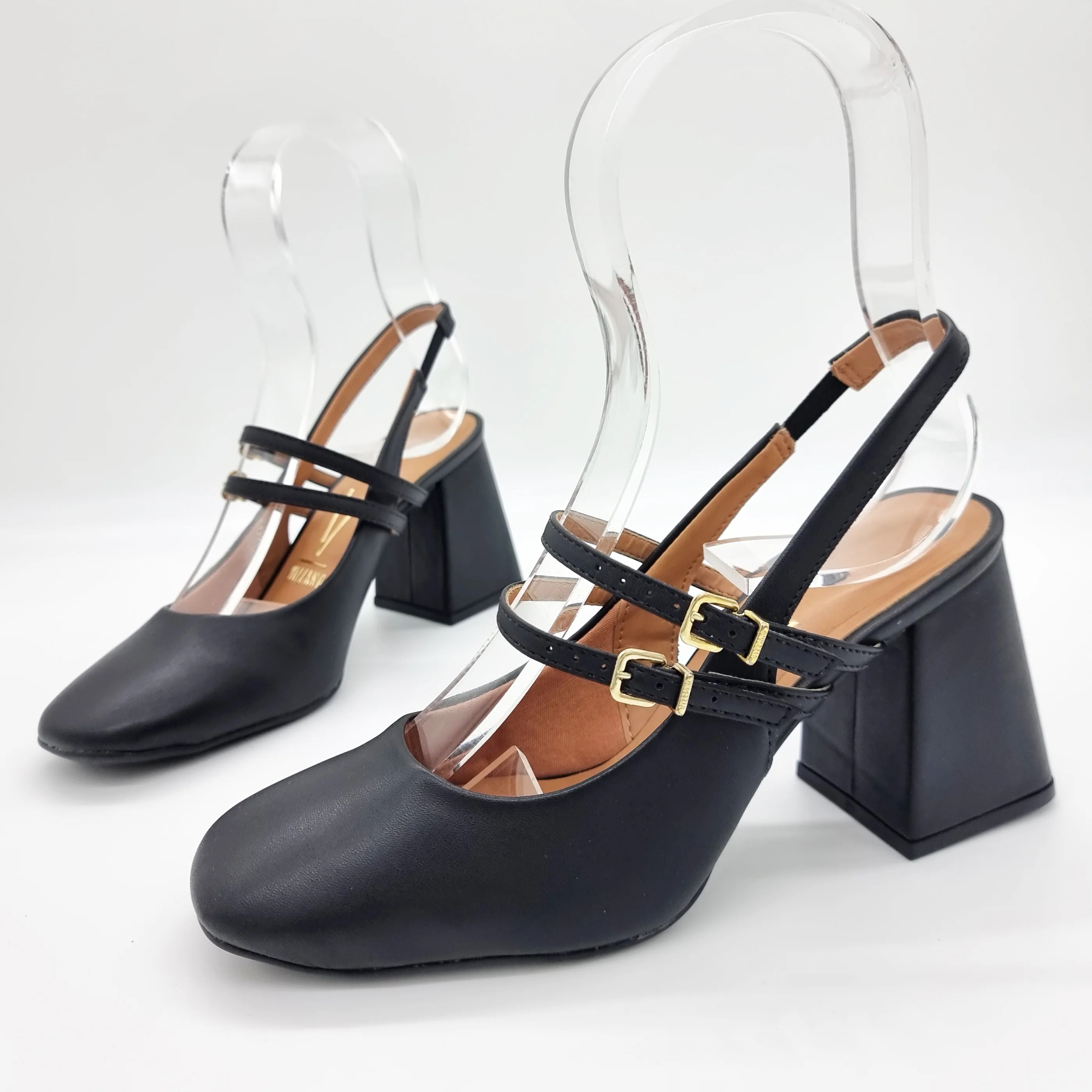 Vizzano 1391-110 Block Heel Mary Jane Slingback Pump in Black - Image 2
