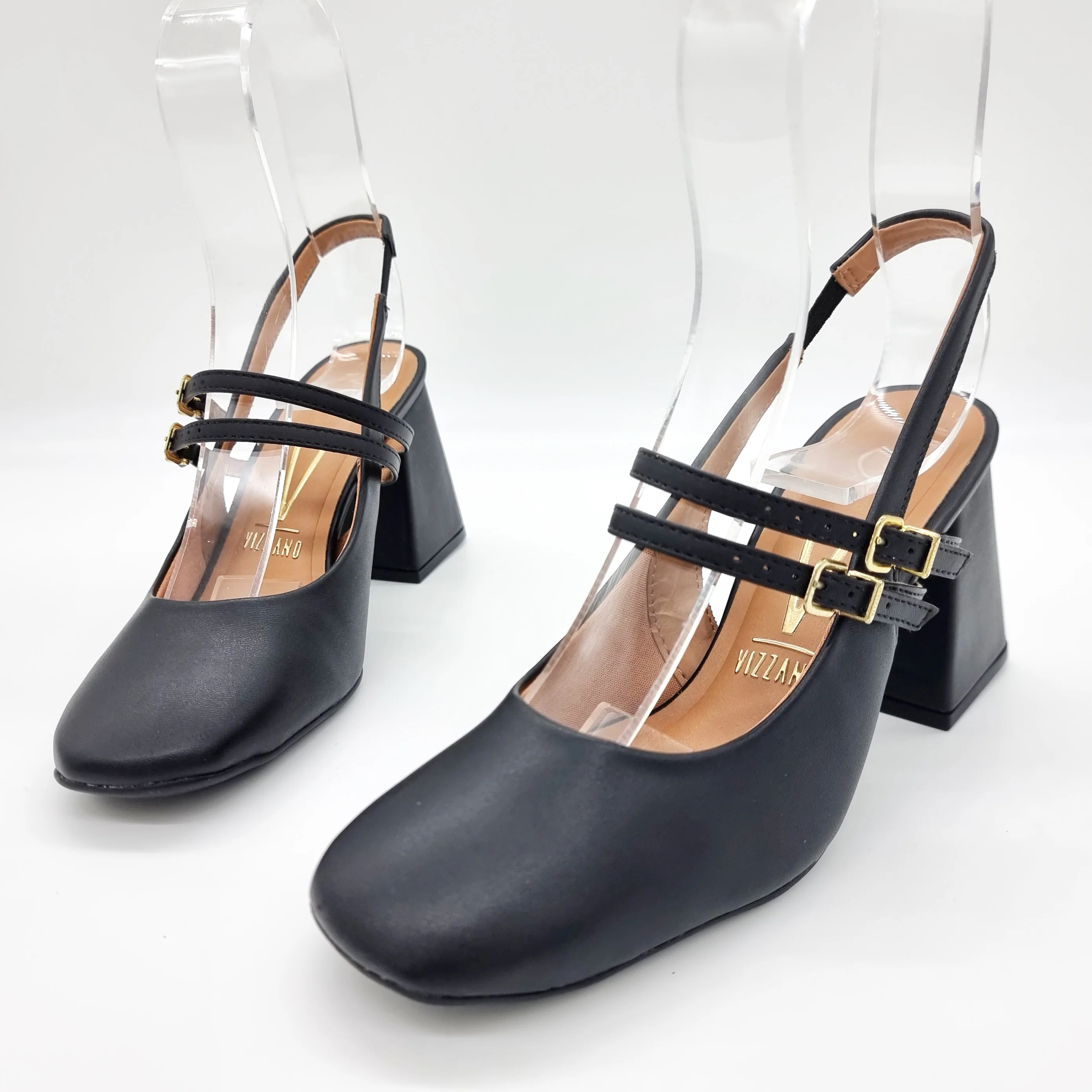 Vizzano 1391-110 Block Heel Mary Jane Slingback Pump in Black - Image 5