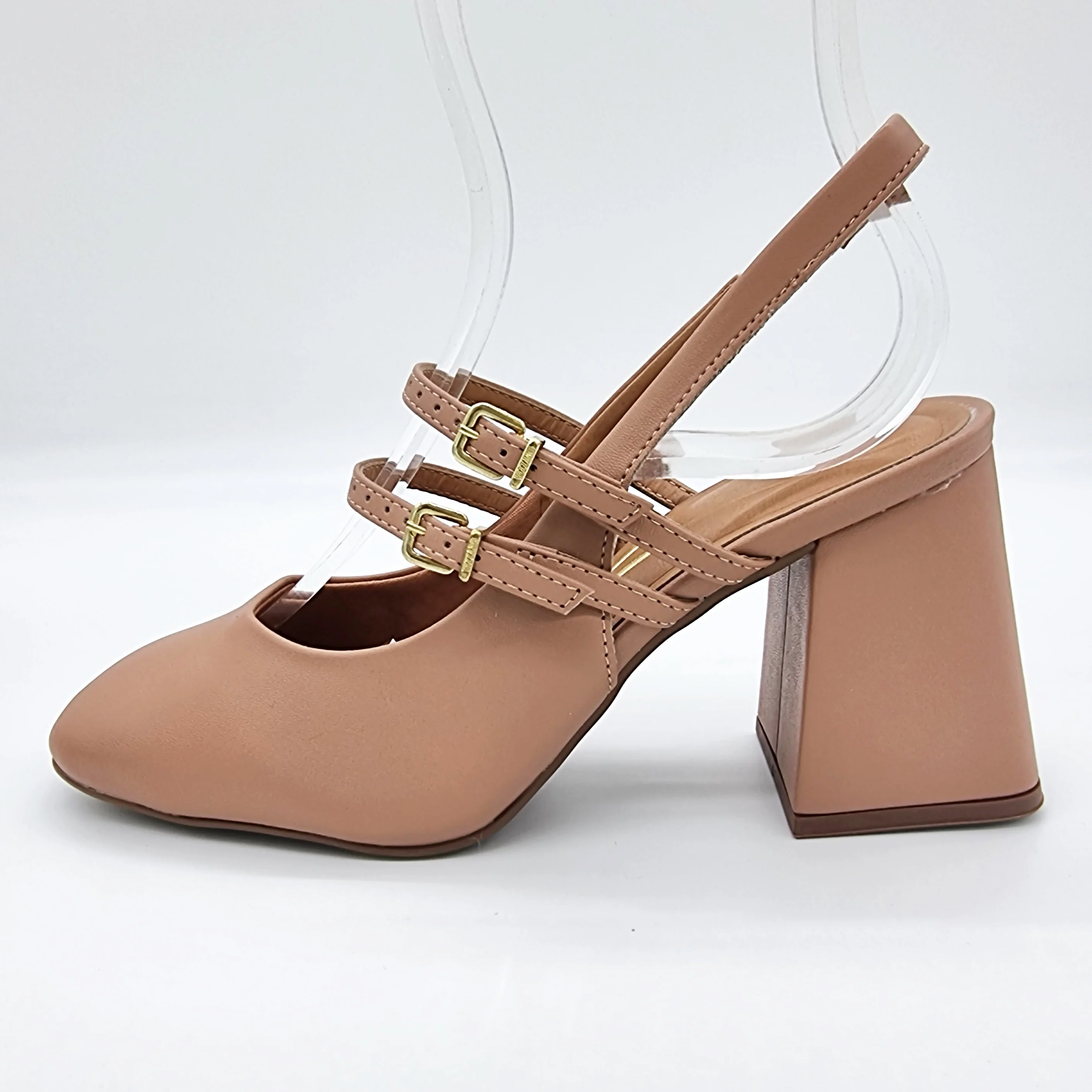 Vizzano 1391-110 Block Heel Mary Jane Slingback Pump in Nude - Image 5