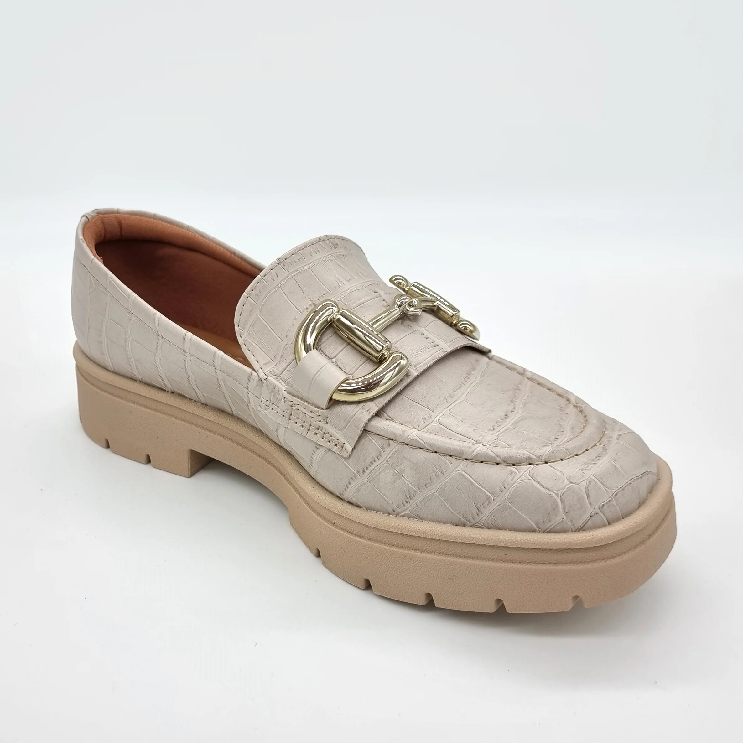 Vizzano 1422-101 Flat Loafer in Beige Croco - Image 6