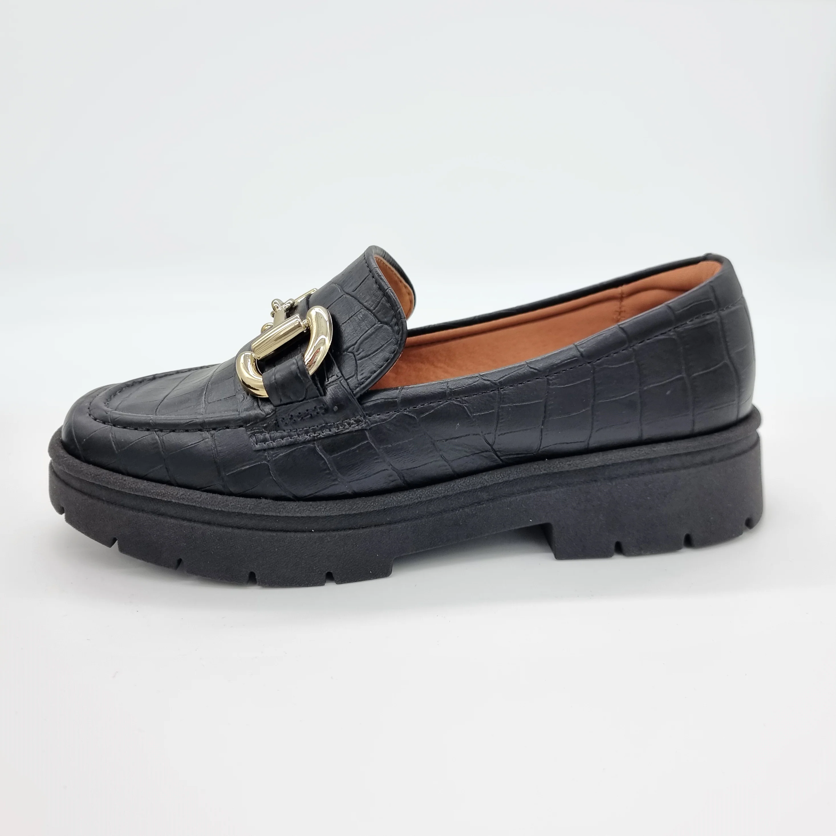 Vizzano 1422-101 Flat Loafer in Black Croco - Image 5