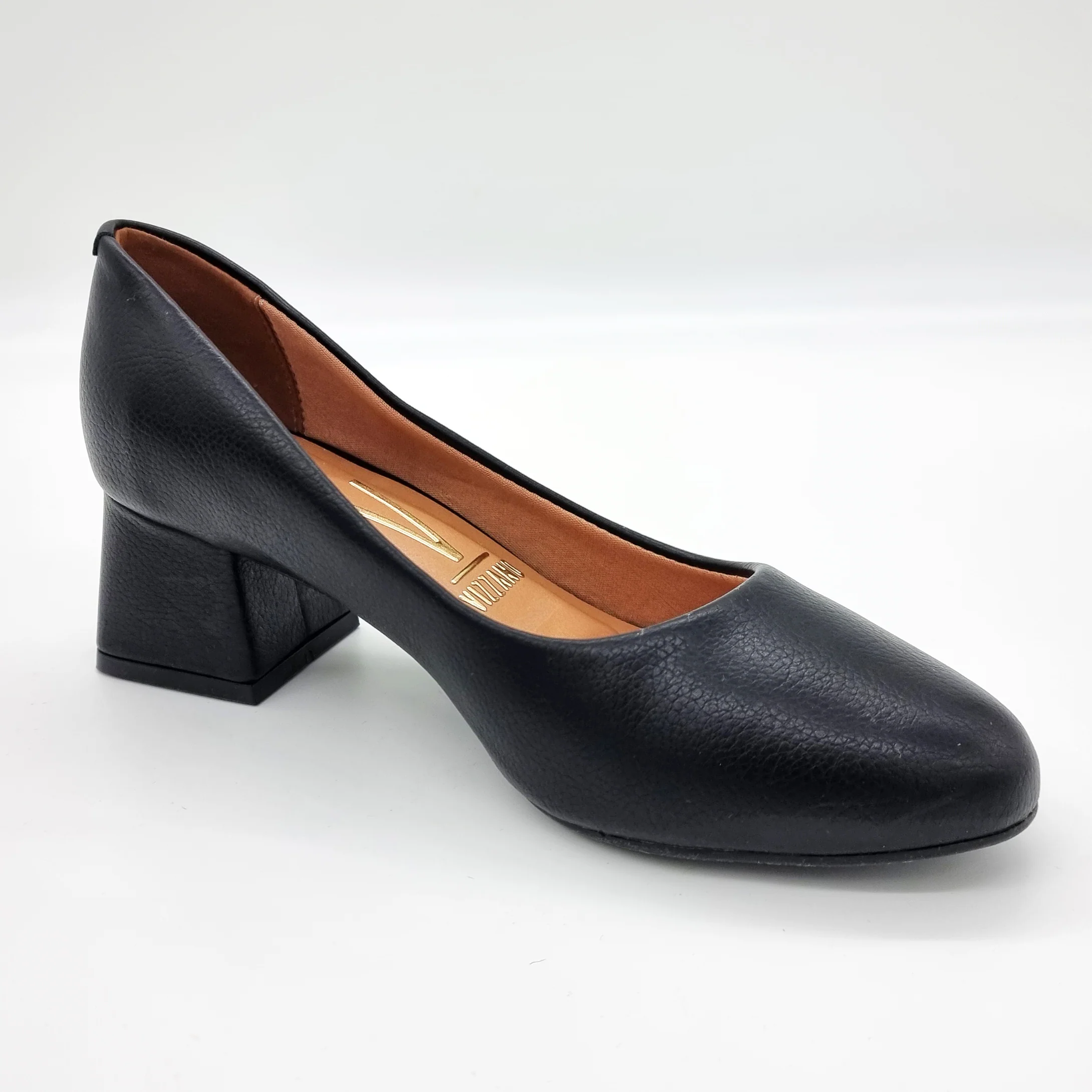 Vizzano 1423-100 Block Heel Round Toe Pump in Black Napa - Image 6