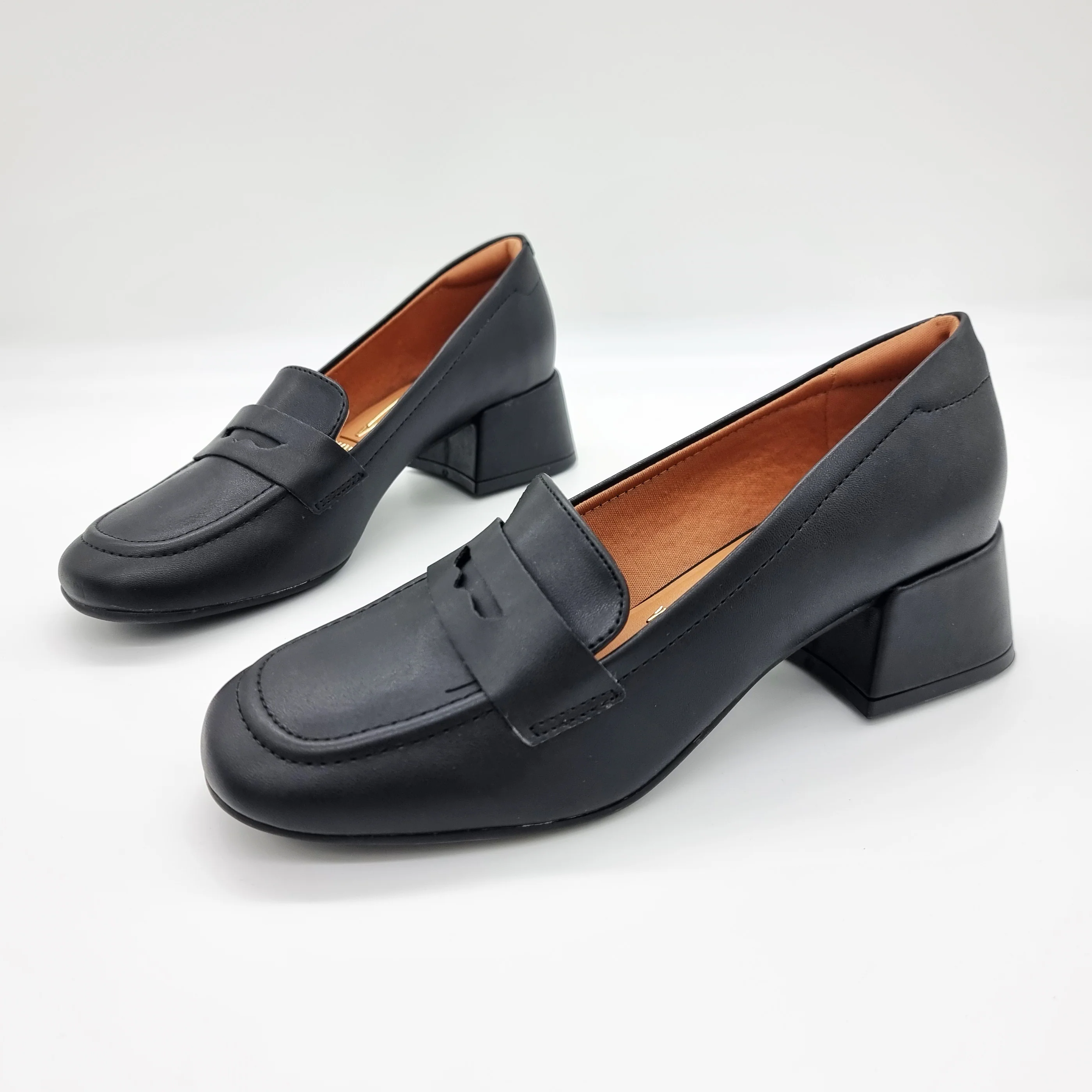 Vizzano 1426-102 Block Heel Round Toe Loafer Pump in Black Napa - Image 2