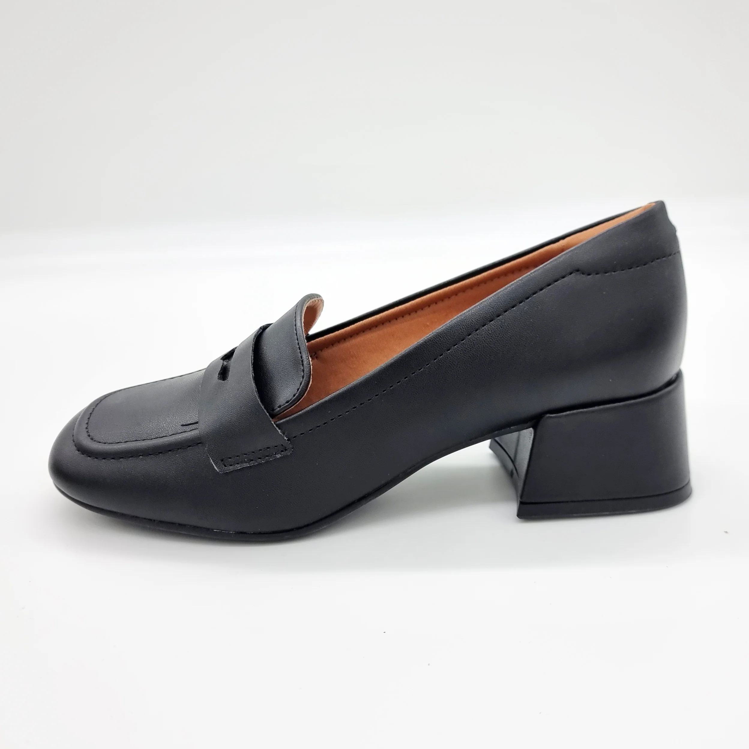 Vizzano 1426-102 Block Heel Round Toe Loafer Pump in Black Napa - Image 4