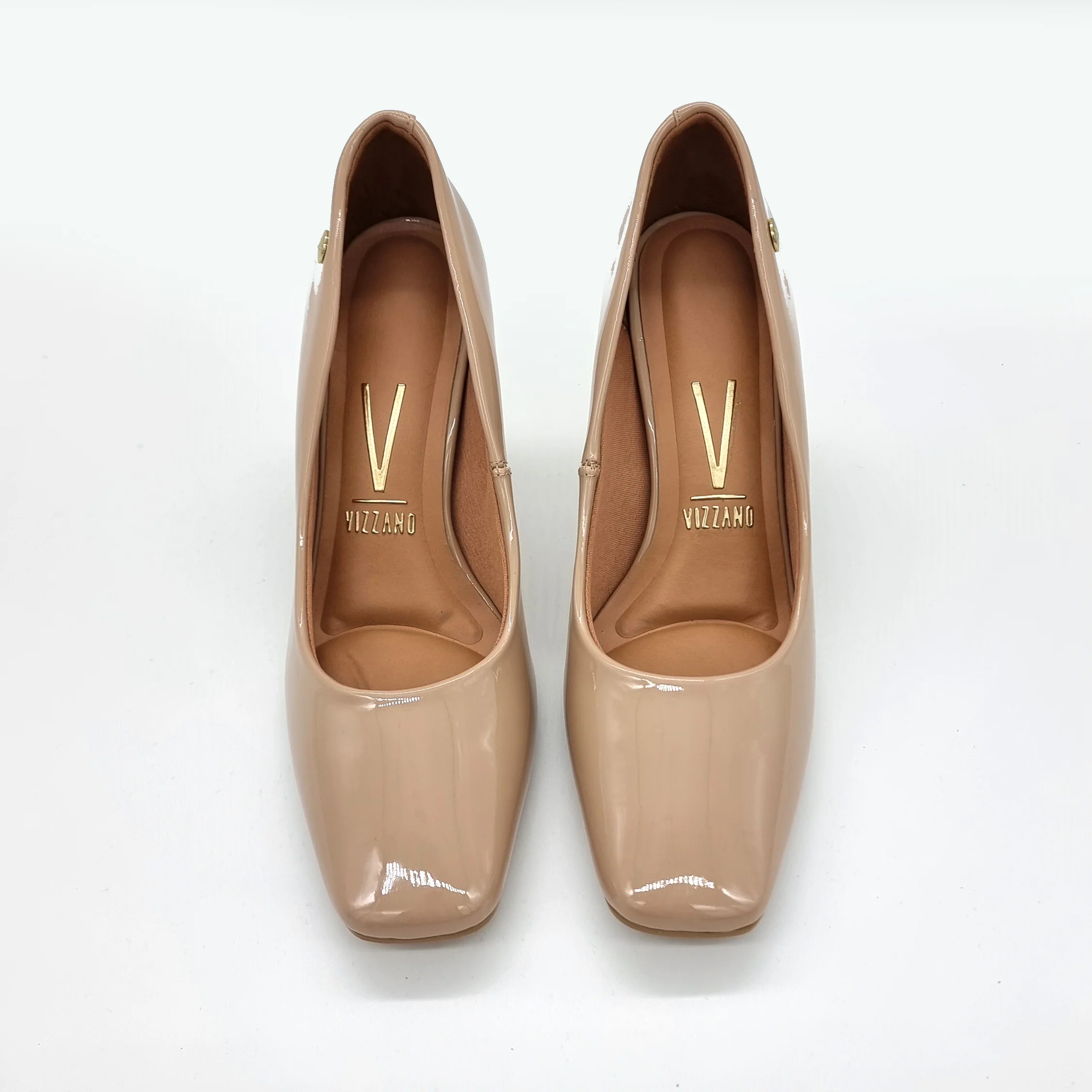 Vizzano 1428-100 Block Heel Pump in Beige Patent - Image 2