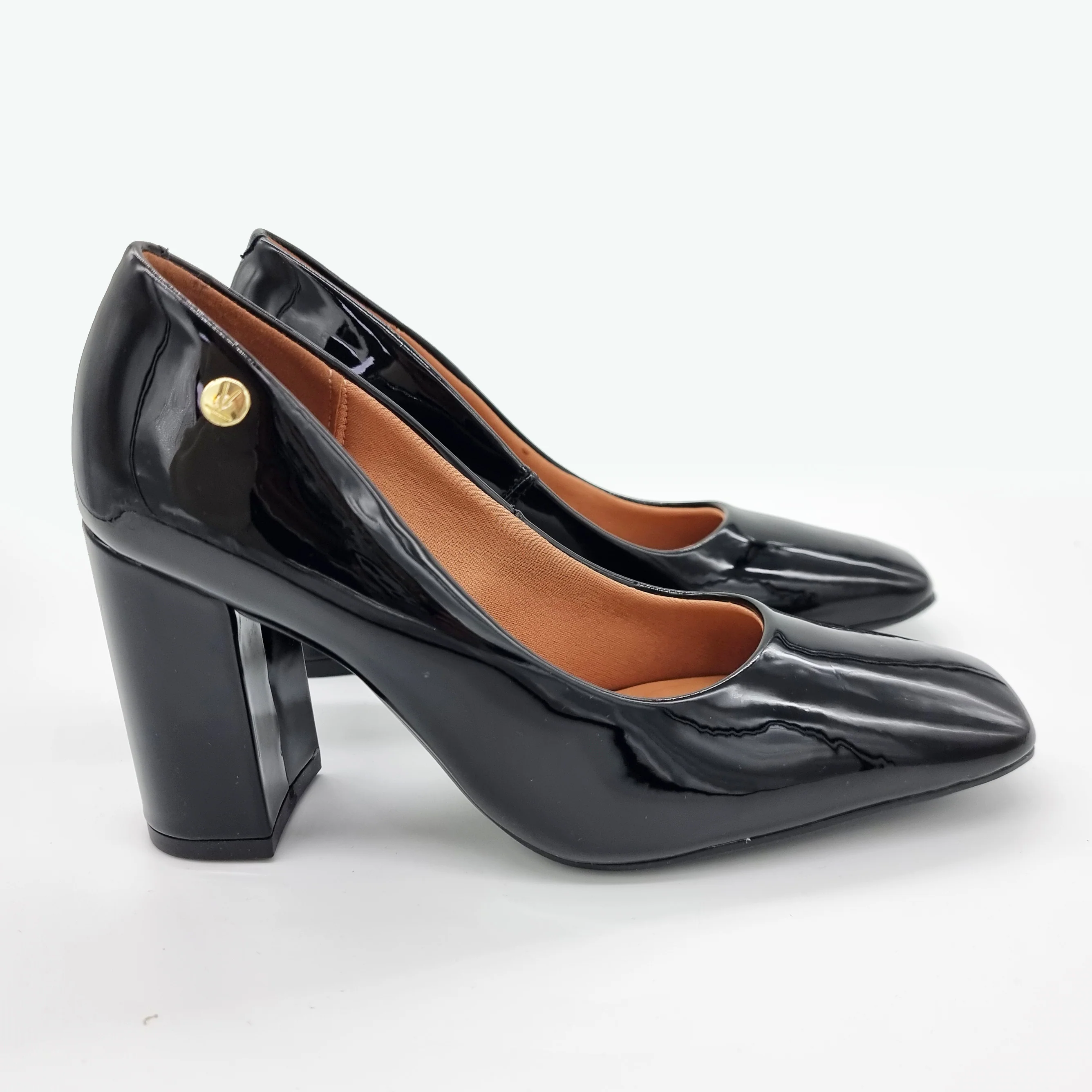 Vizzano 1428-100 Block Heel Pump in Black Patent - Image 7