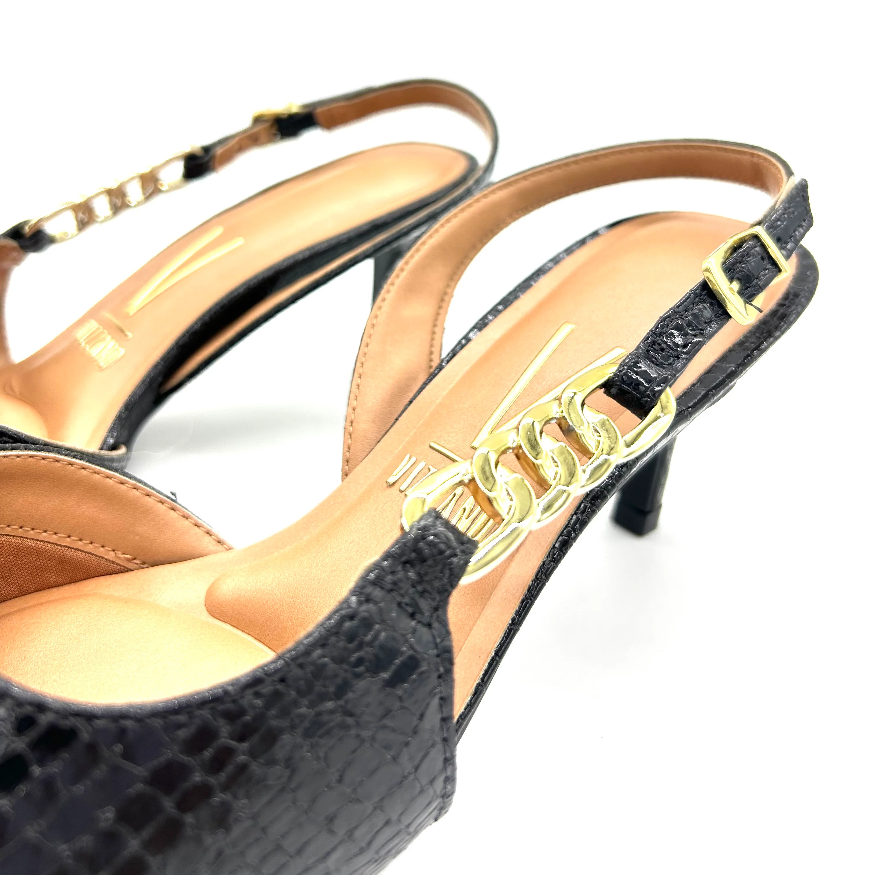 Vizzano 1456-104 Mid Heel Pointy Toe Slingback Pump in Black - Image 8
