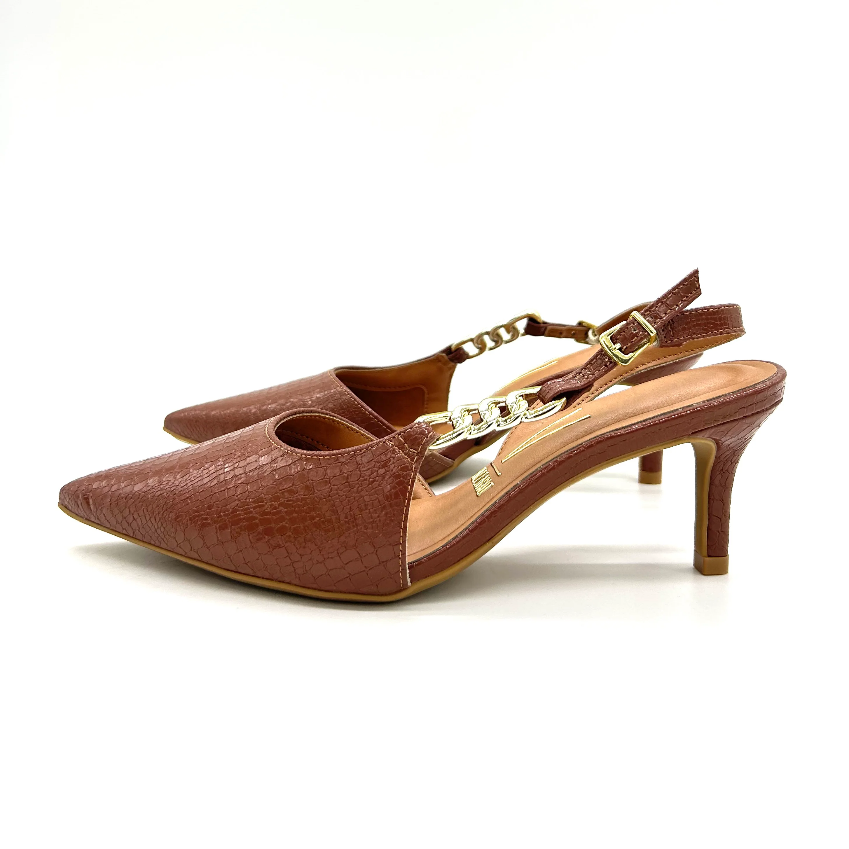 Vizzano 1456-104 Mid Heel Pointy Toe Slingback Pump in Mocha - Image 2